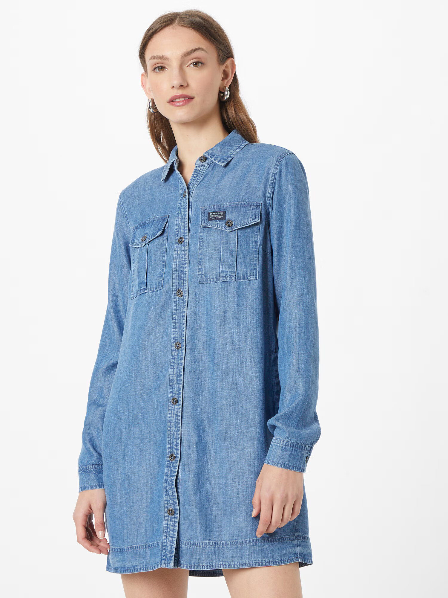 Superdry Rochie tip bluză albastru denim - Pled.ro