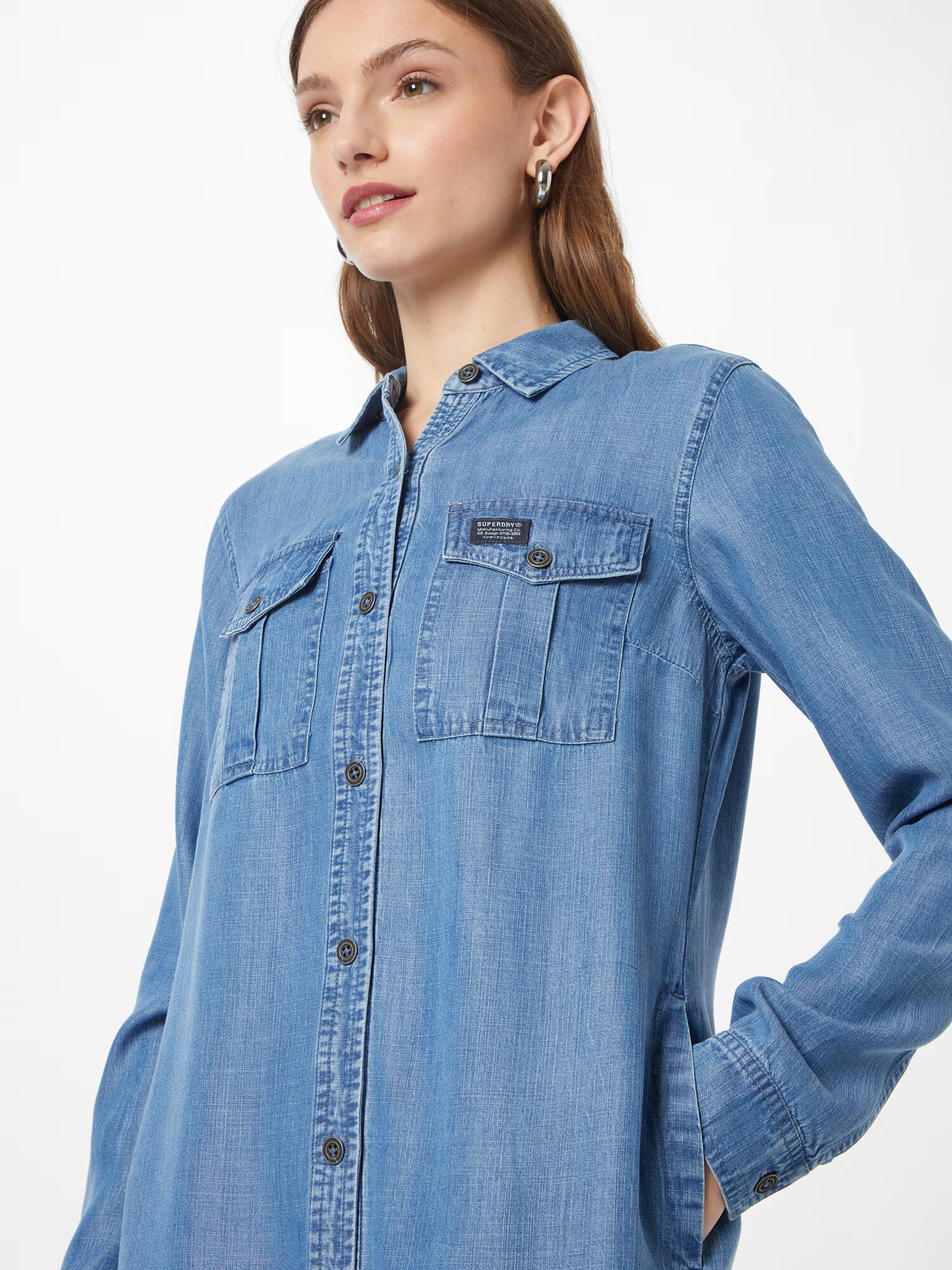 Superdry Rochie tip bluză albastru denim - Pled.ro