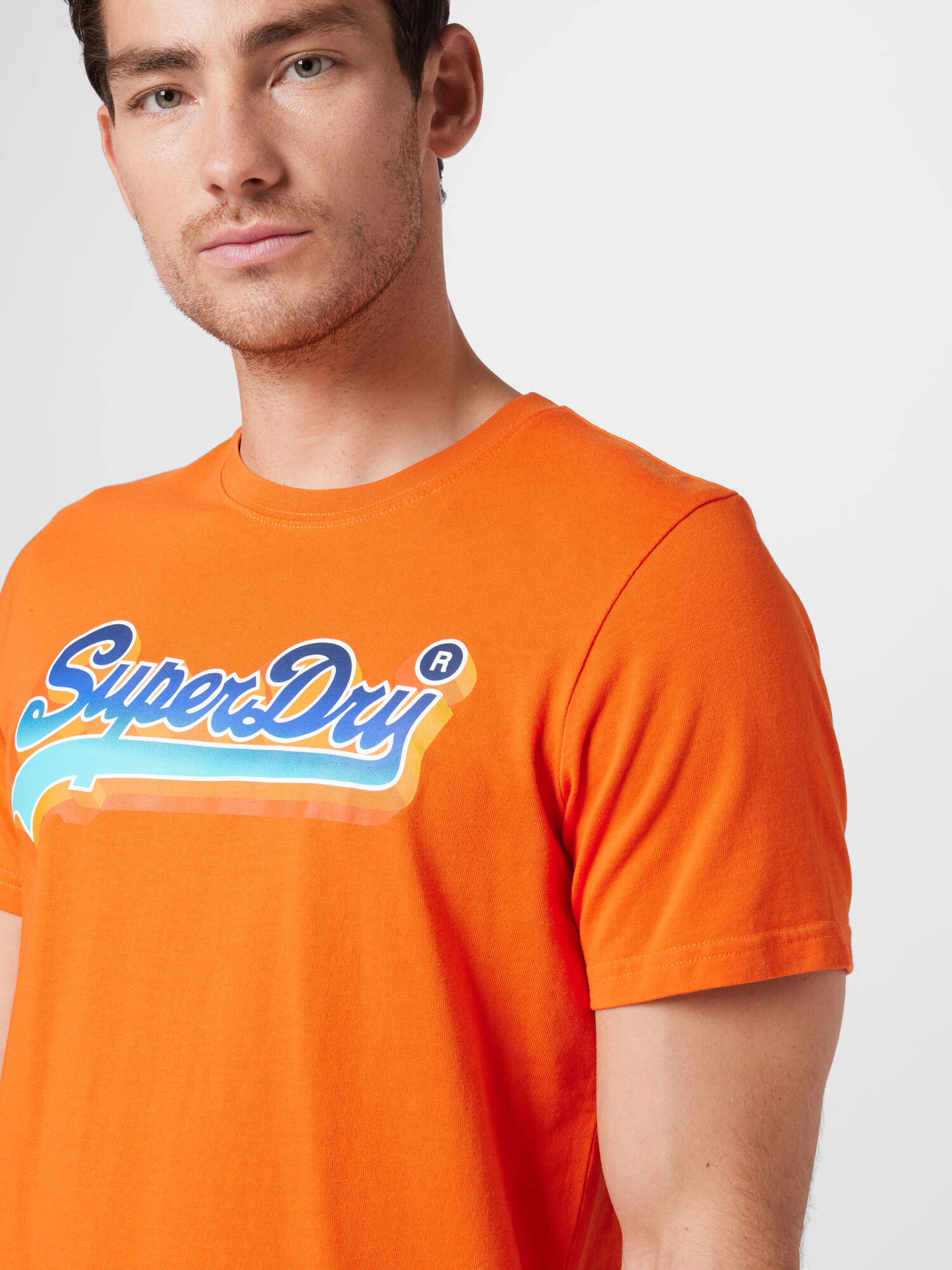 Superdry Tricou albastru marin / portocaliu deschis / alb - Pled.ro