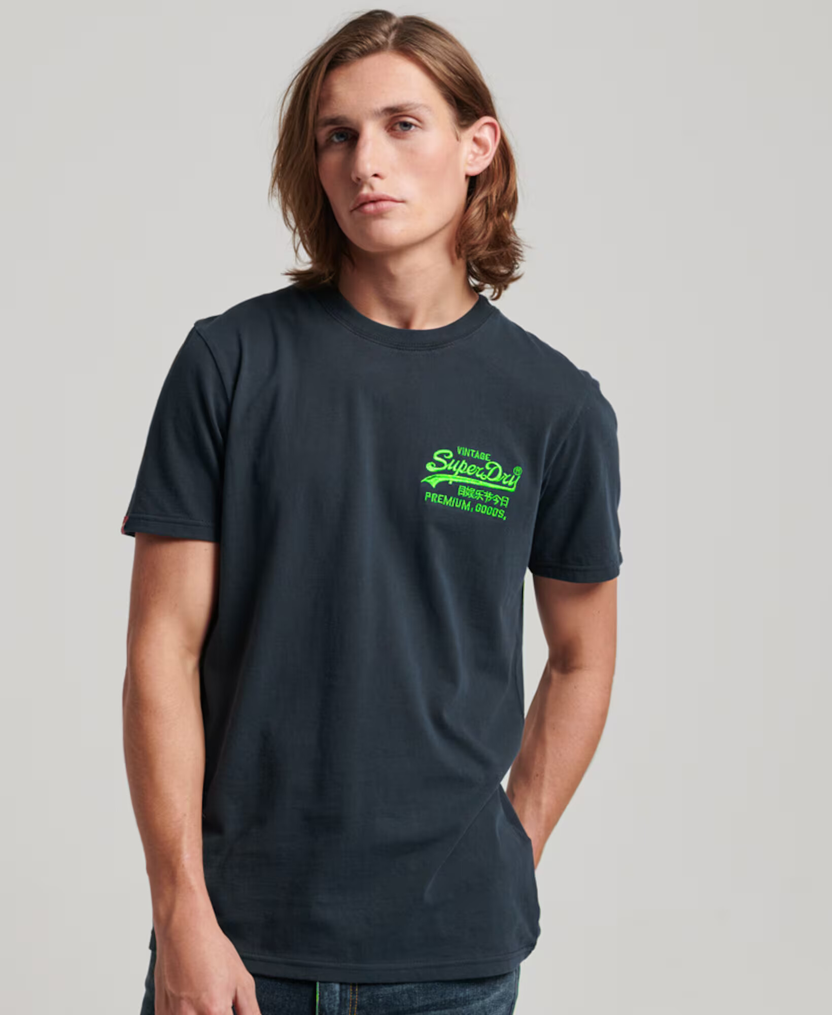 Superdry Tricou albastru marin / verde neon / roșu / alb - Pled.ro