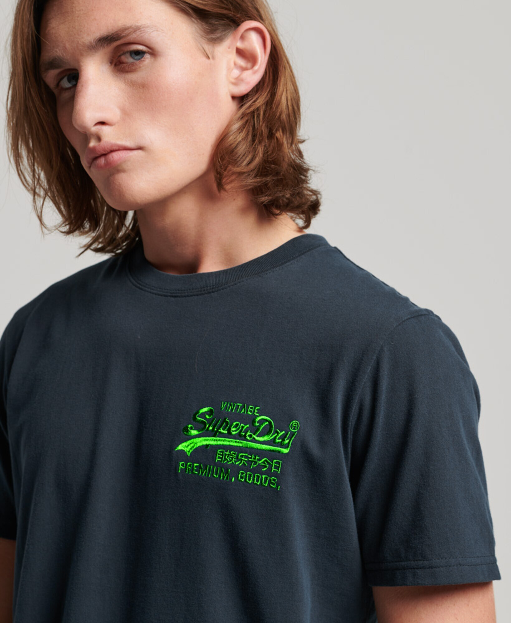 Superdry Tricou albastru marin / verde neon / roșu / alb - Pled.ro