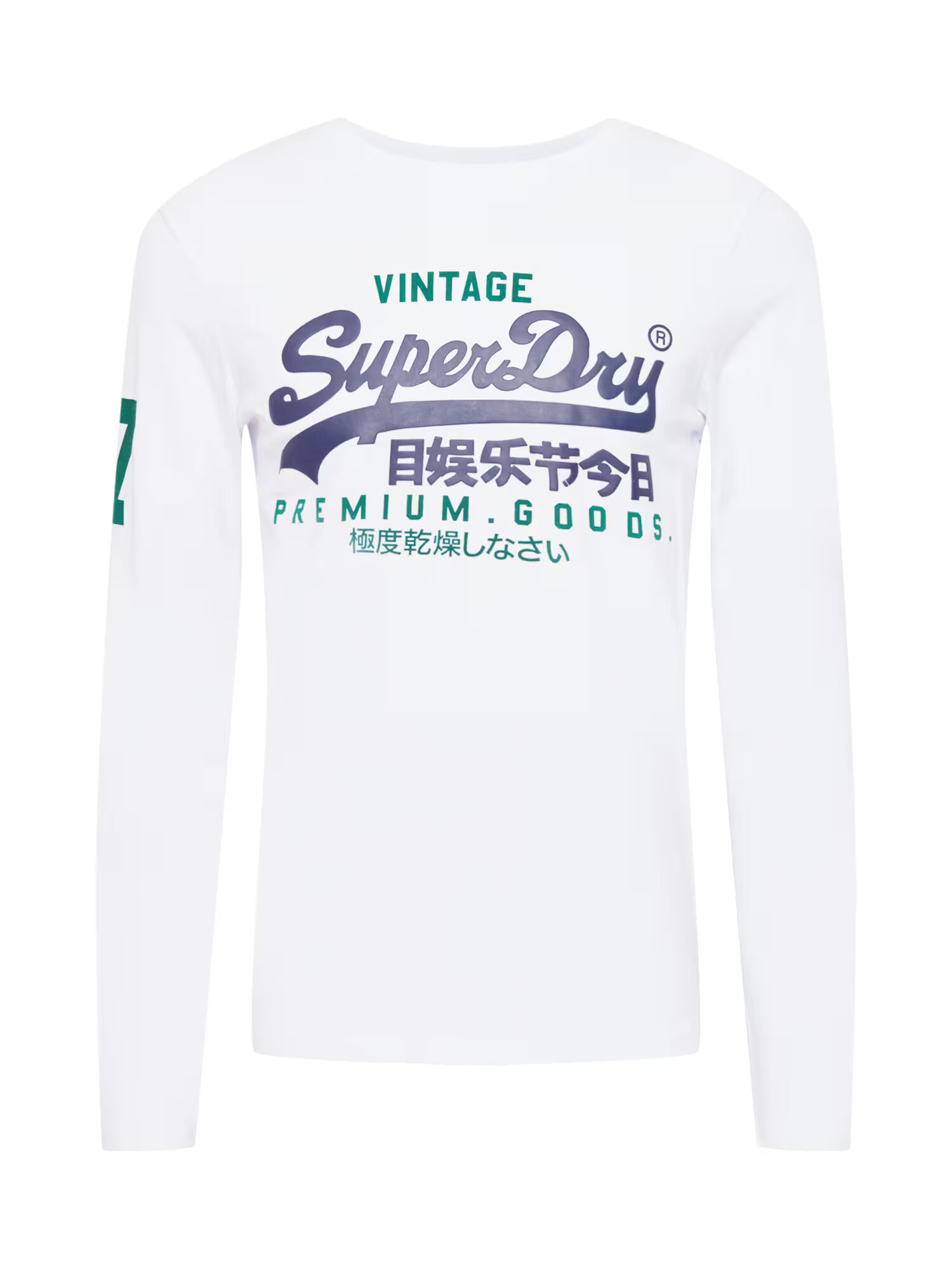 Superdry Tricou bleumarin / verde / alb - Pled.ro