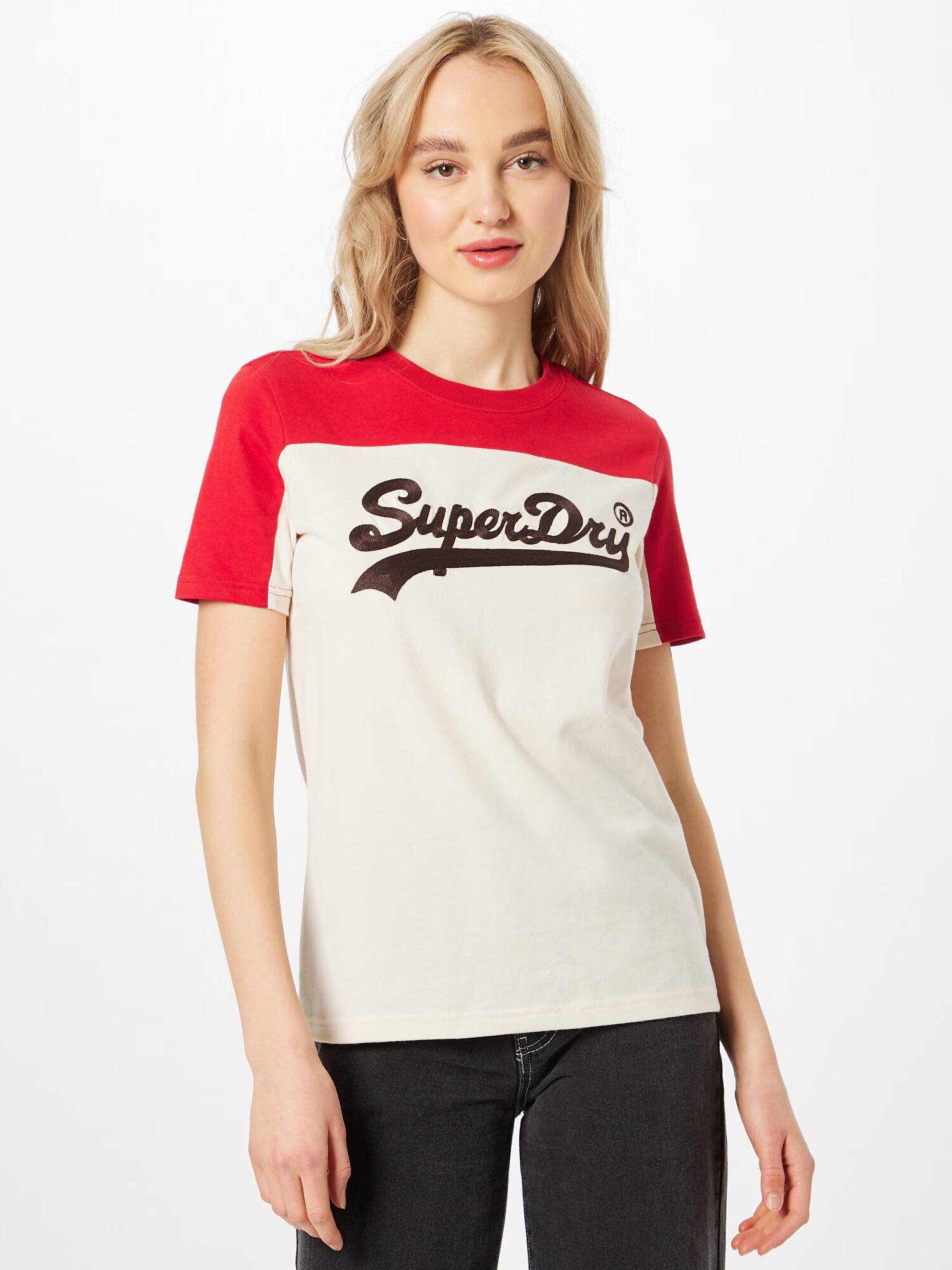 Superdry Tricou crem / ciocolatiu / roși aprins - Pled.ro