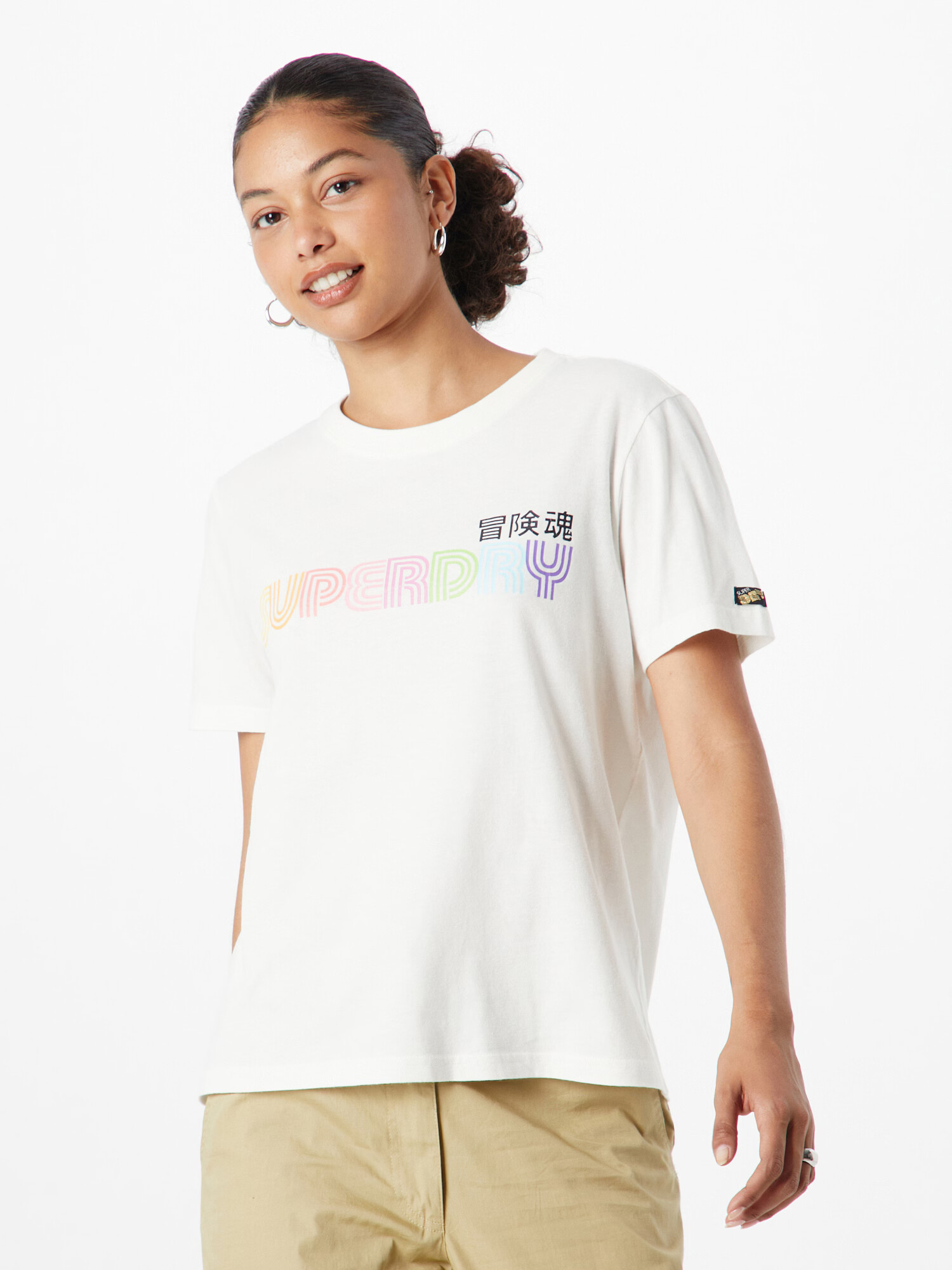 Superdry Tricou 'Vintage Retro Rainbow' ecru / lila / portocaliu / roz - Pled.ro