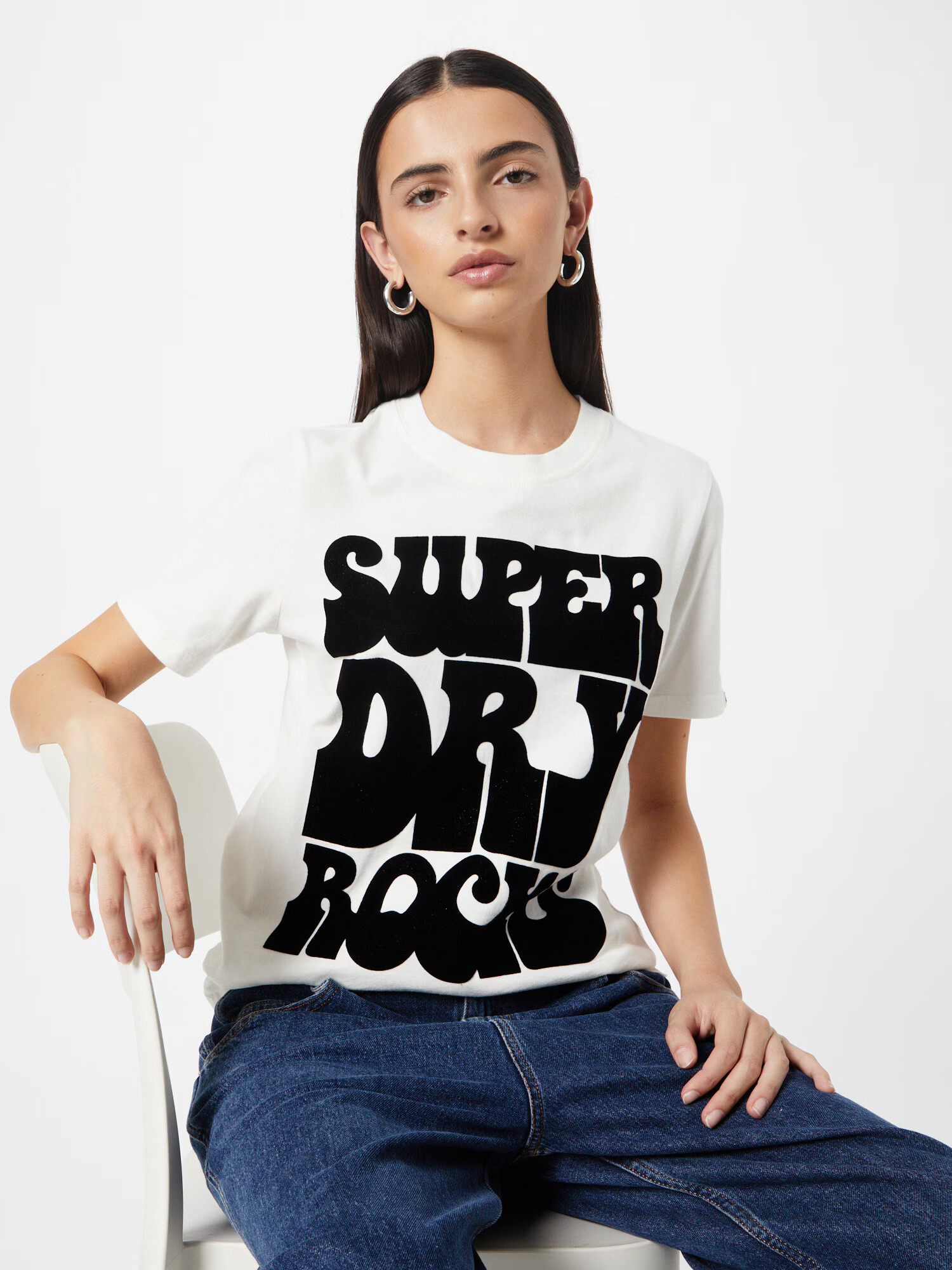 Superdry Tricou ecru / negru - Pled.ro