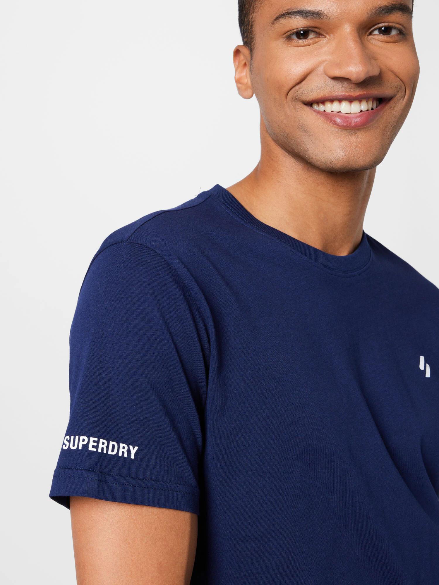 Superdry Tricou funcțional bleumarin / alb - Pled.ro