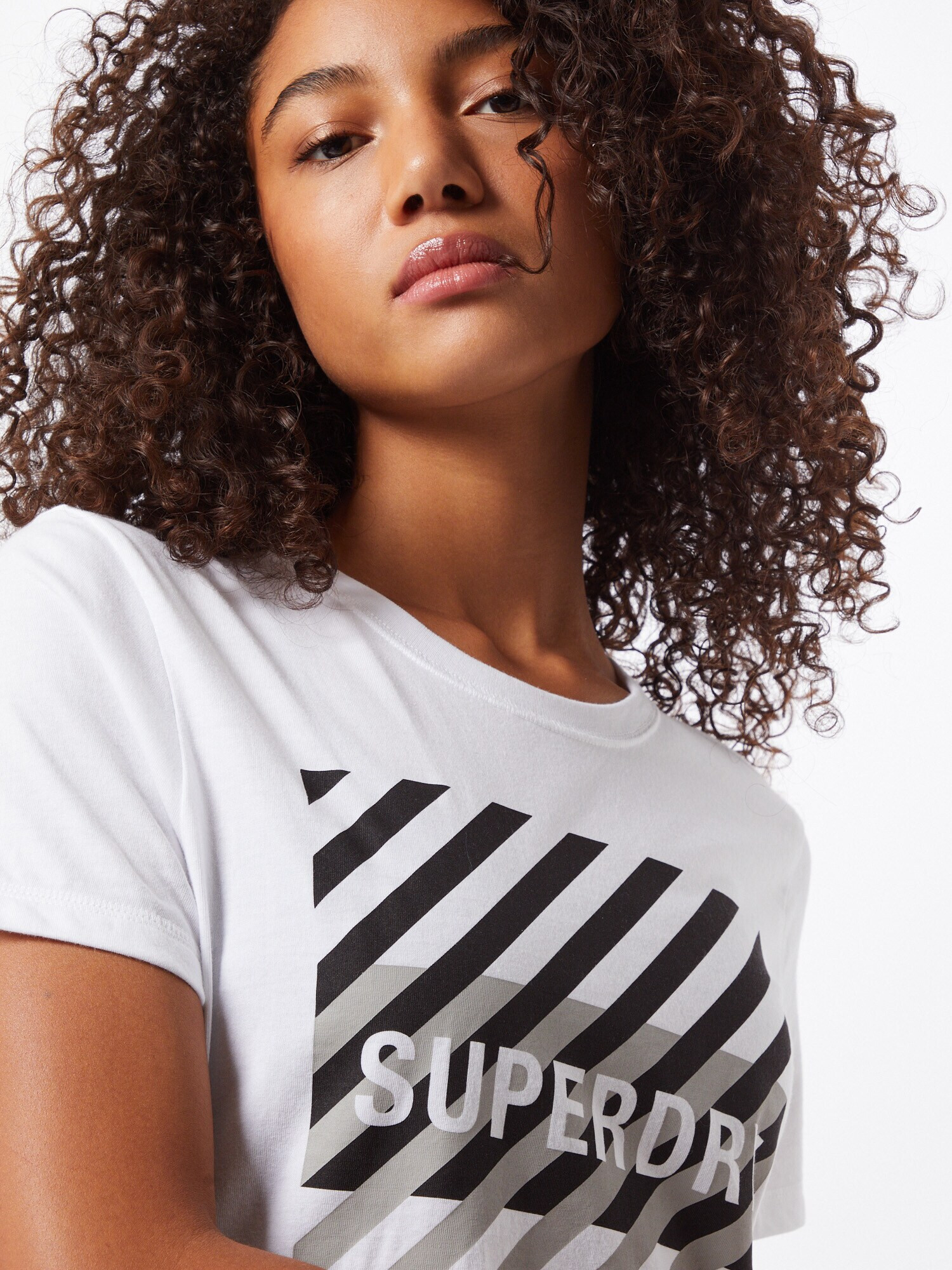 Superdry Tricou negru / alb - Pled.ro