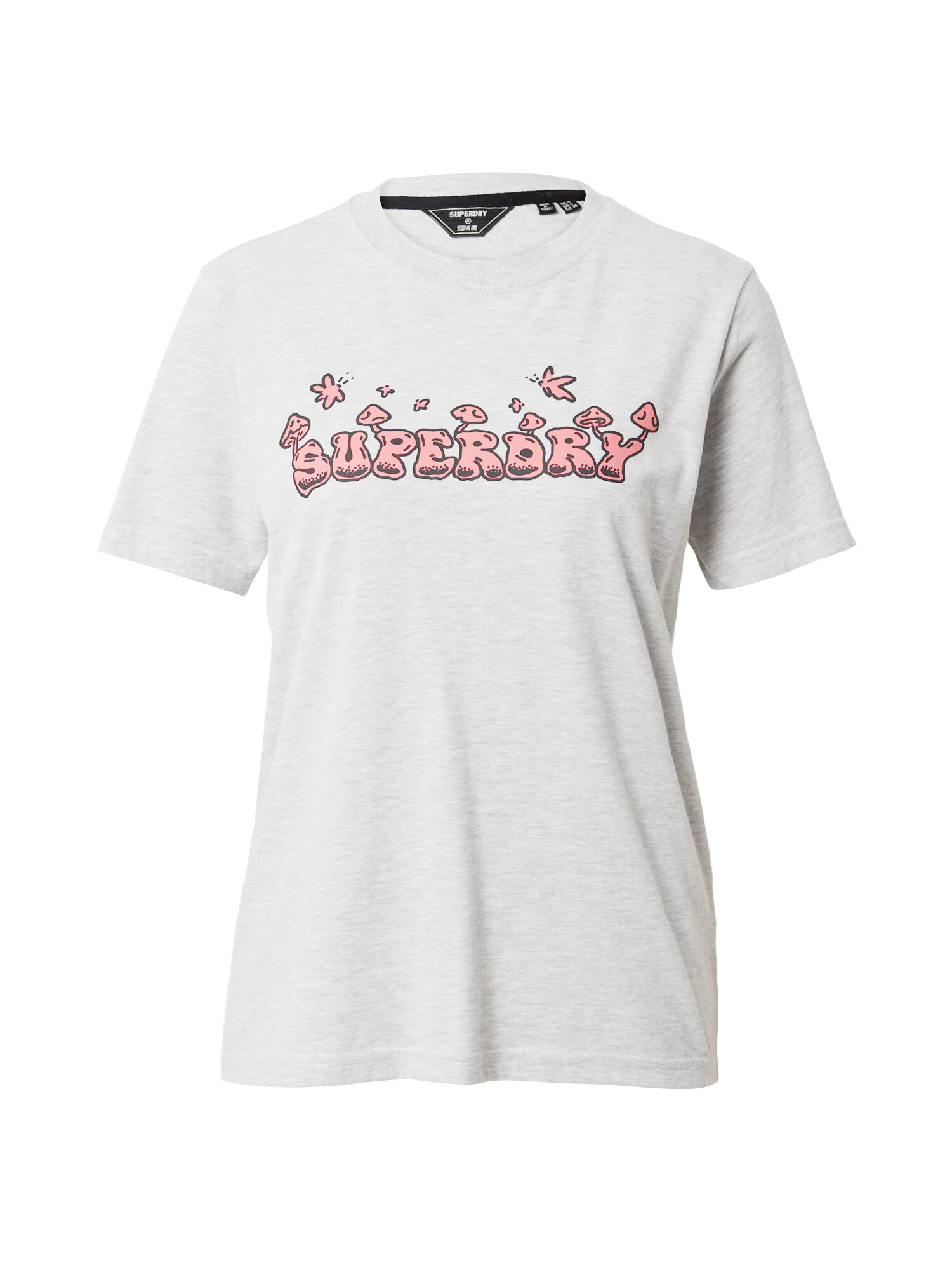 Superdry Tricou gri deschis / roz pal / negru - Pled.ro