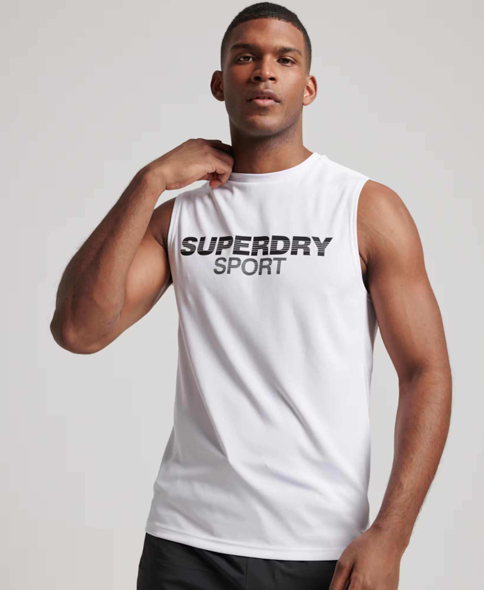 Superdry Tricou funcțional gri / alb - Pled.ro