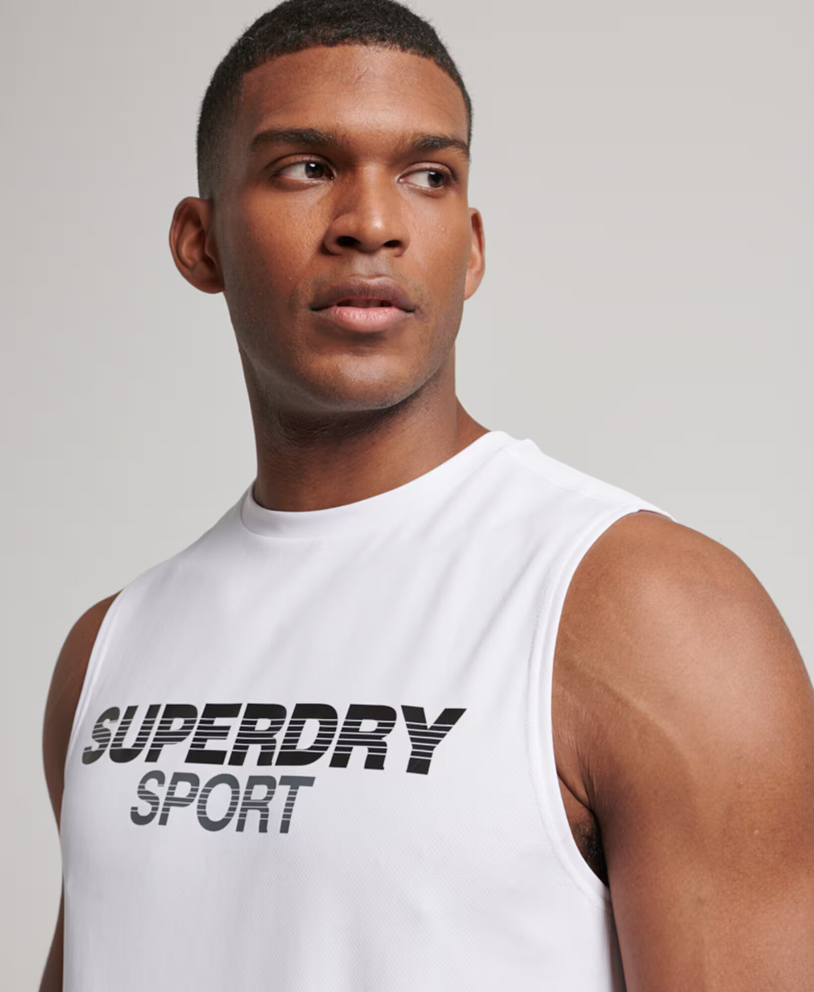 Superdry Tricou funcțional gri / alb - Pled.ro