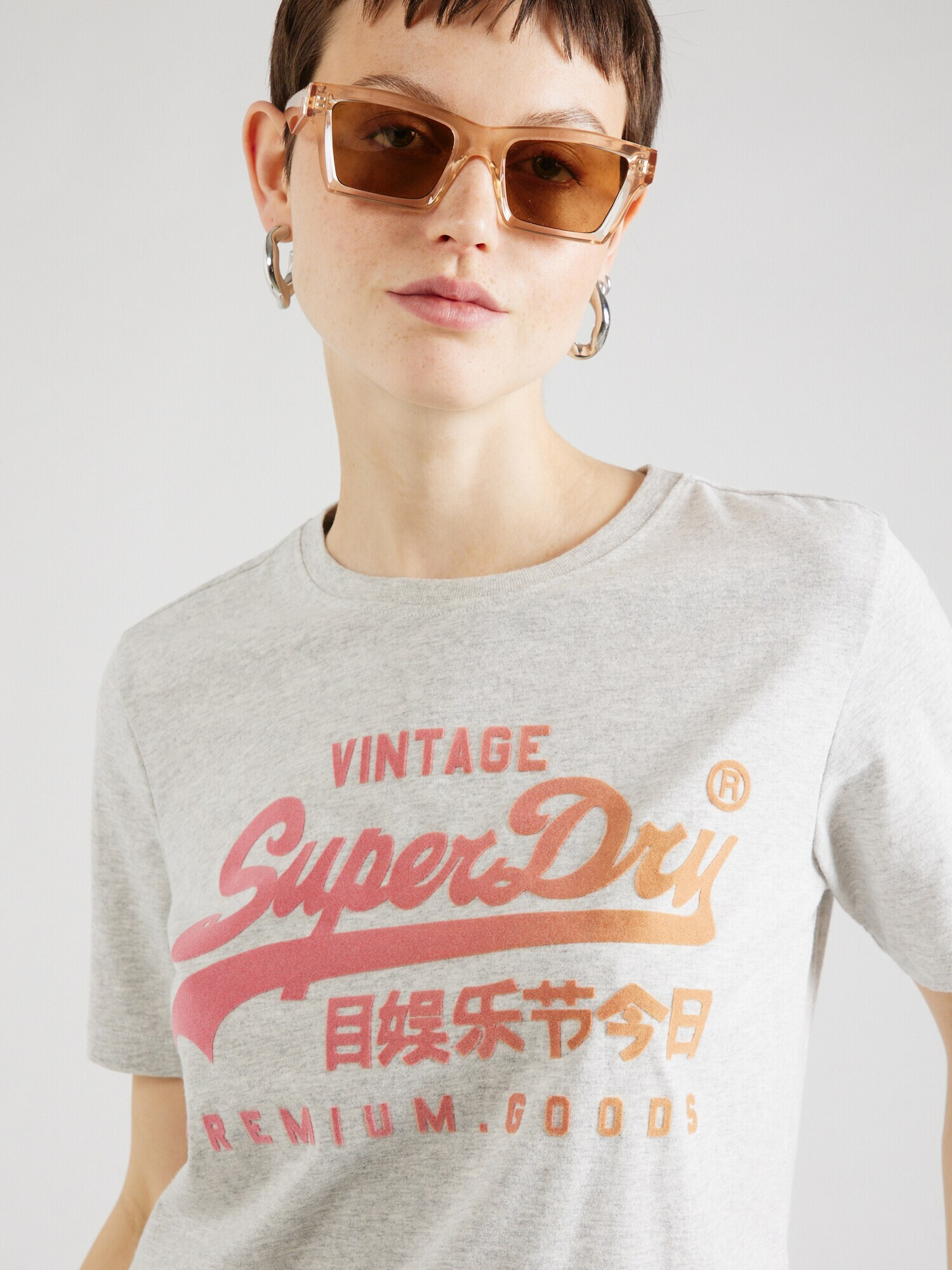 Superdry Tricou gri amestecat / portocaliu - Pled.ro