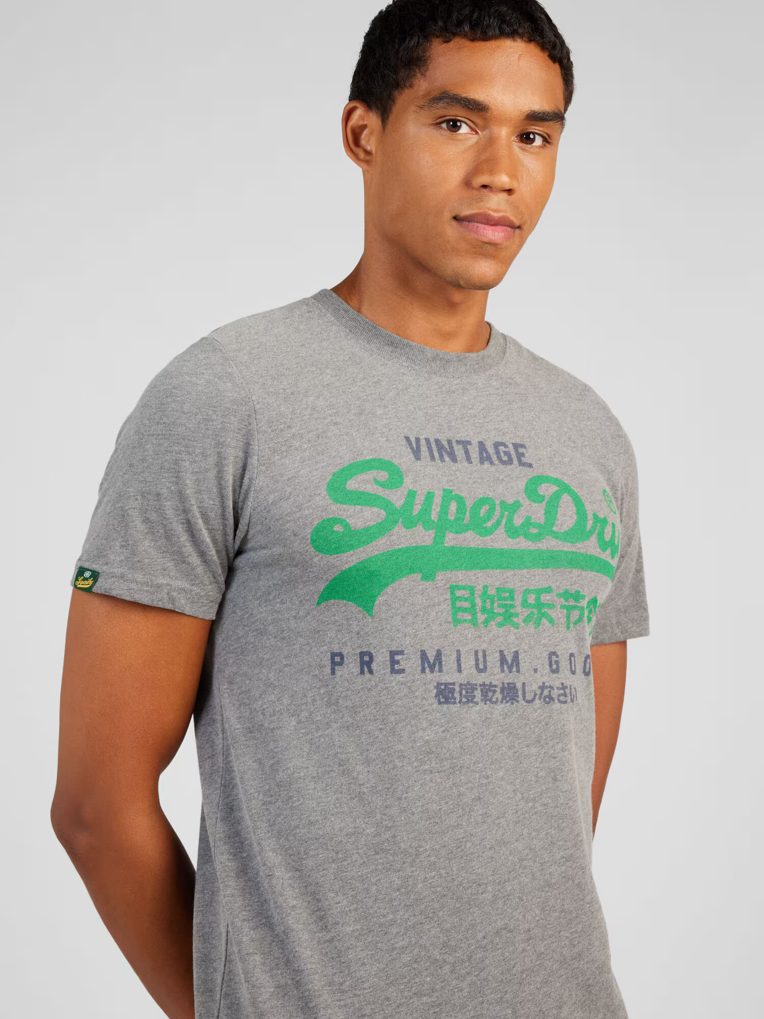 Superdry Tricou gri amestecat / verde - Pled.ro