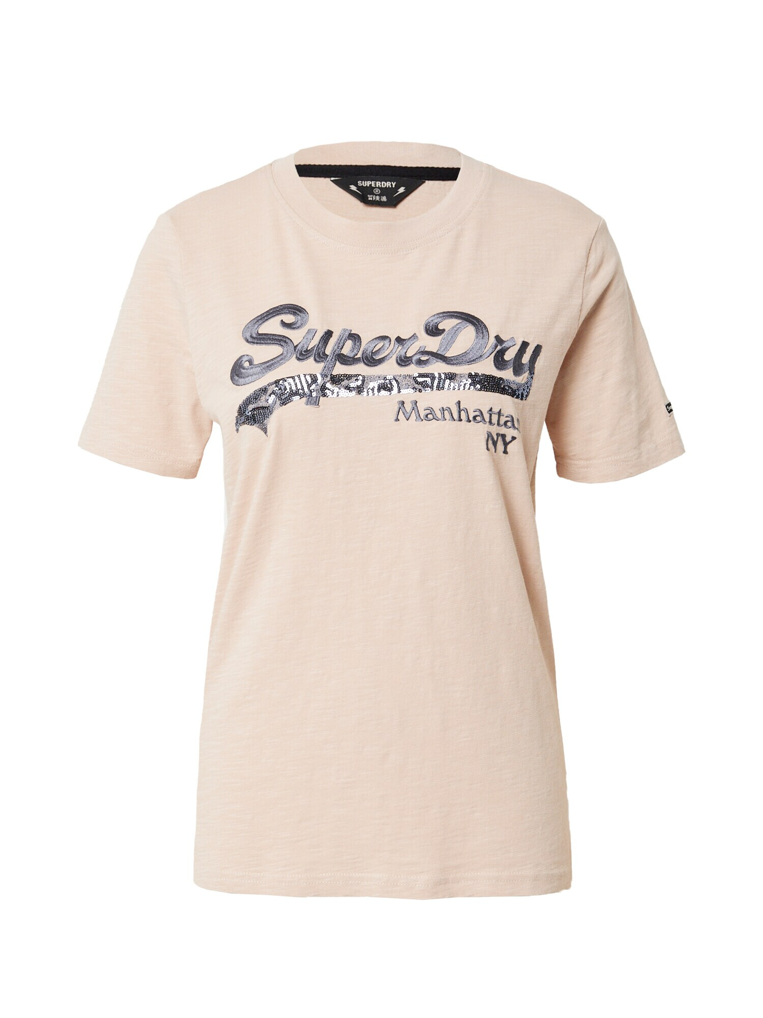 Superdry Tricou gri argintiu / roz pal / negru - Pled.ro