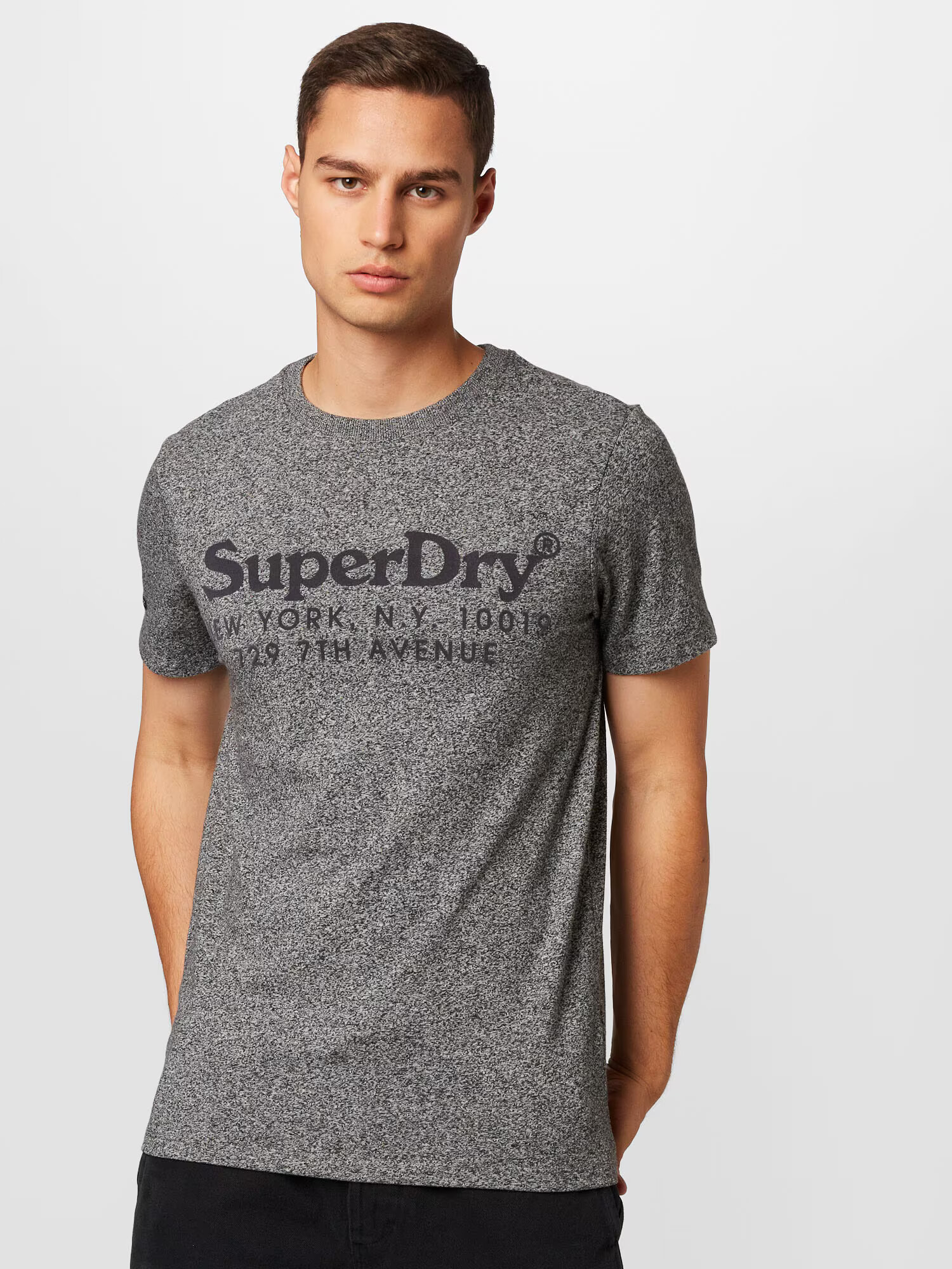 Superdry Tricou gri / negru - Pled.ro