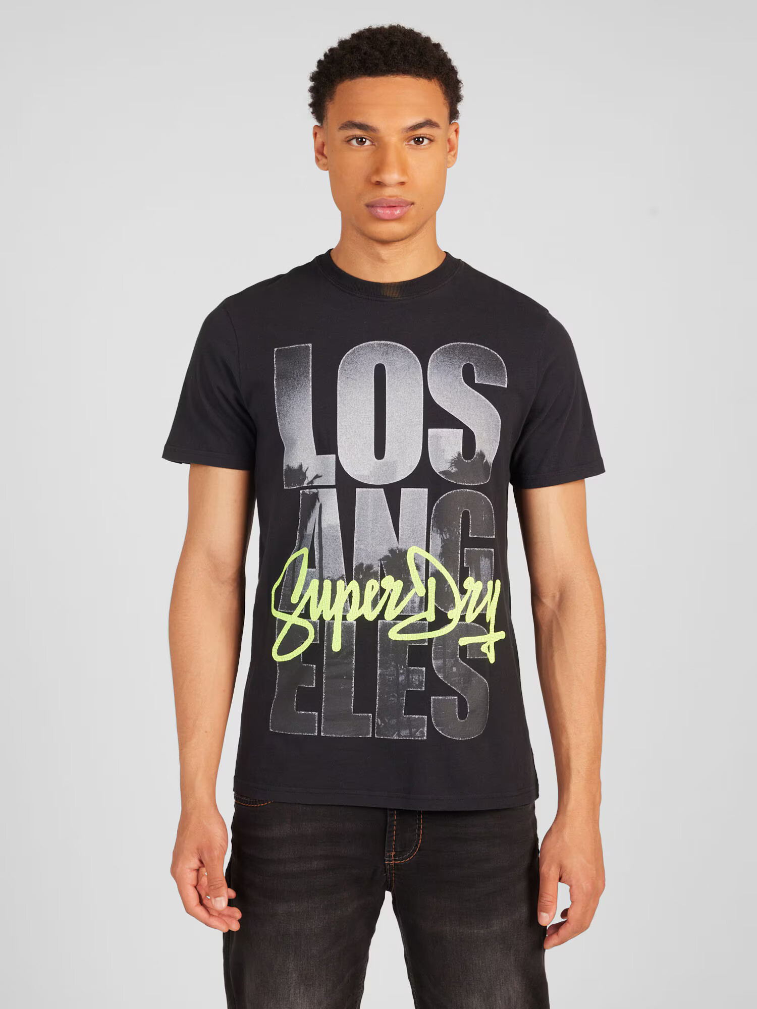 Superdry Tricou gri piatră / verde deschis / negru - Pled.ro