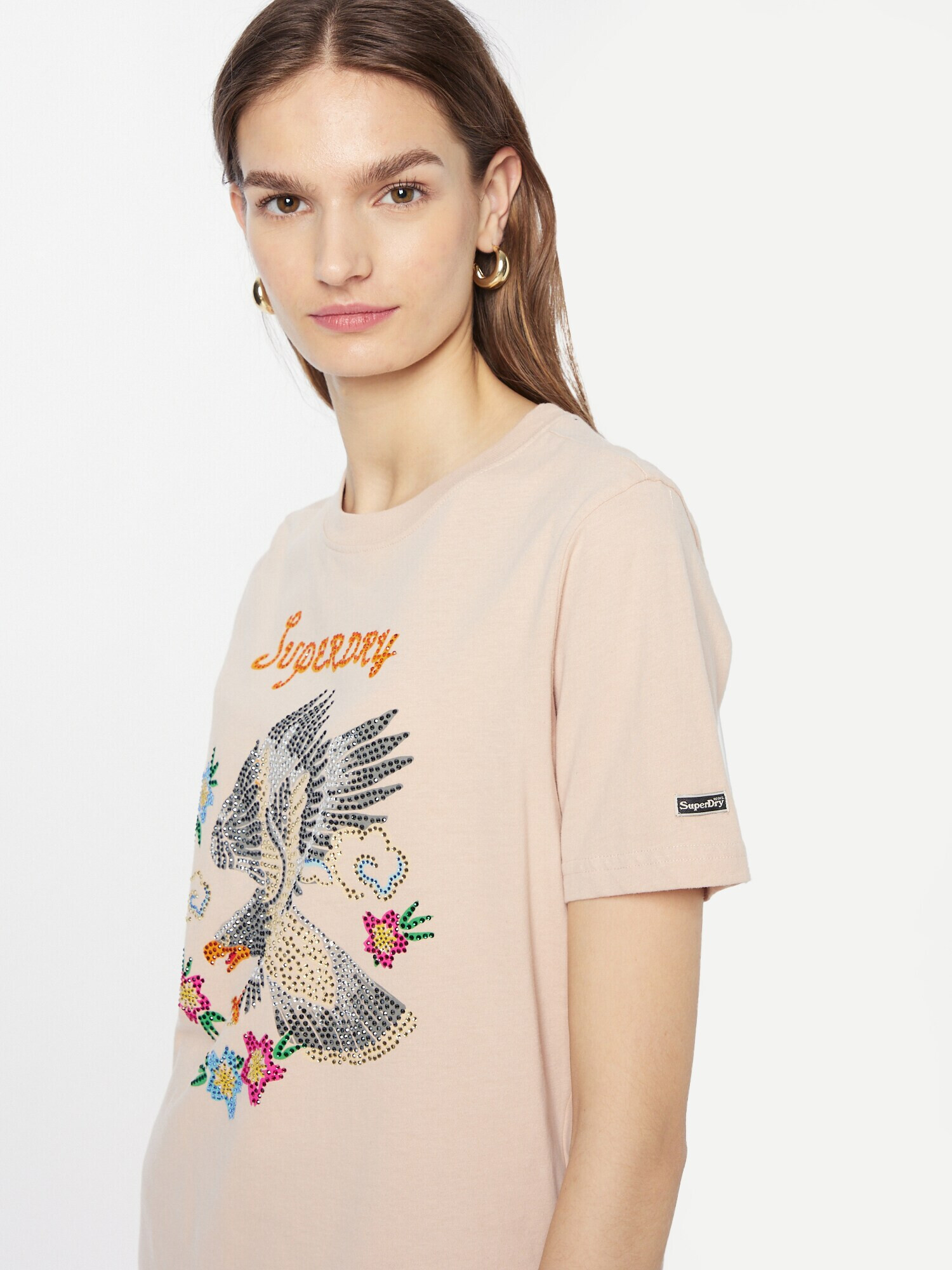 Superdry Tricou albastru fumuriu / albastru deschis / galben auriu / roz pastel - Pled.ro