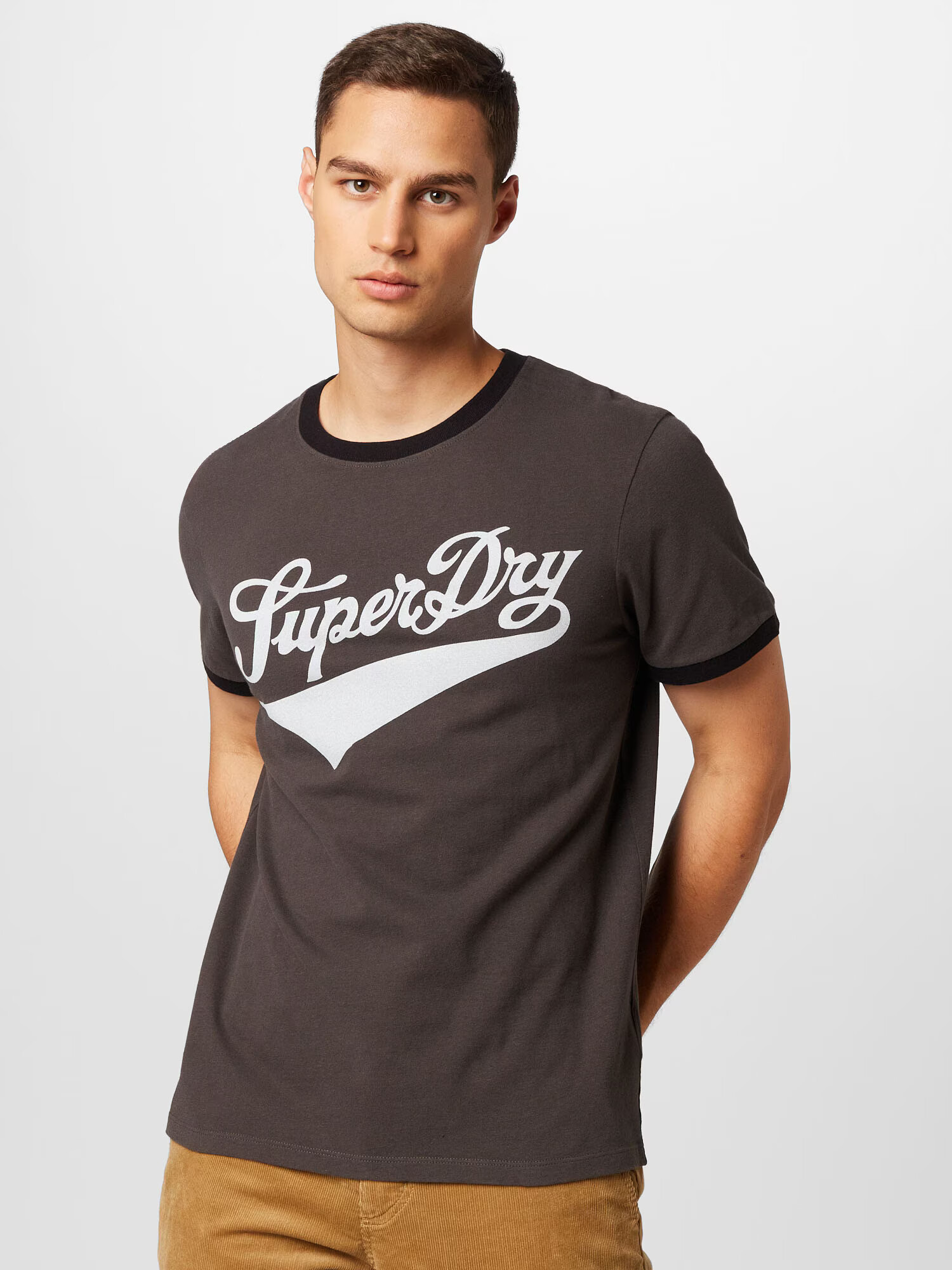 Superdry Tricou negru / alb - Pled.ro