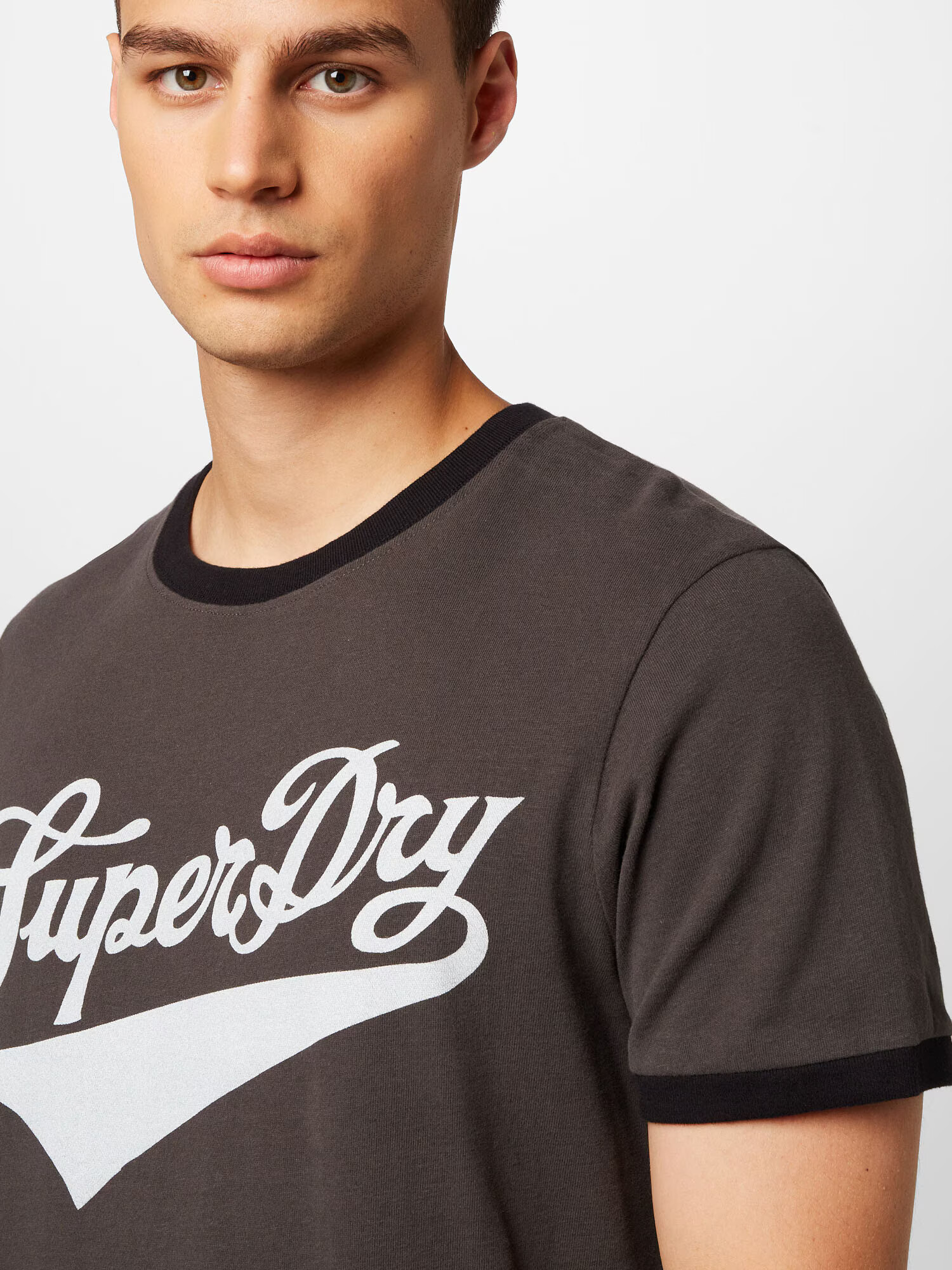 Superdry Tricou negru / alb - Pled.ro