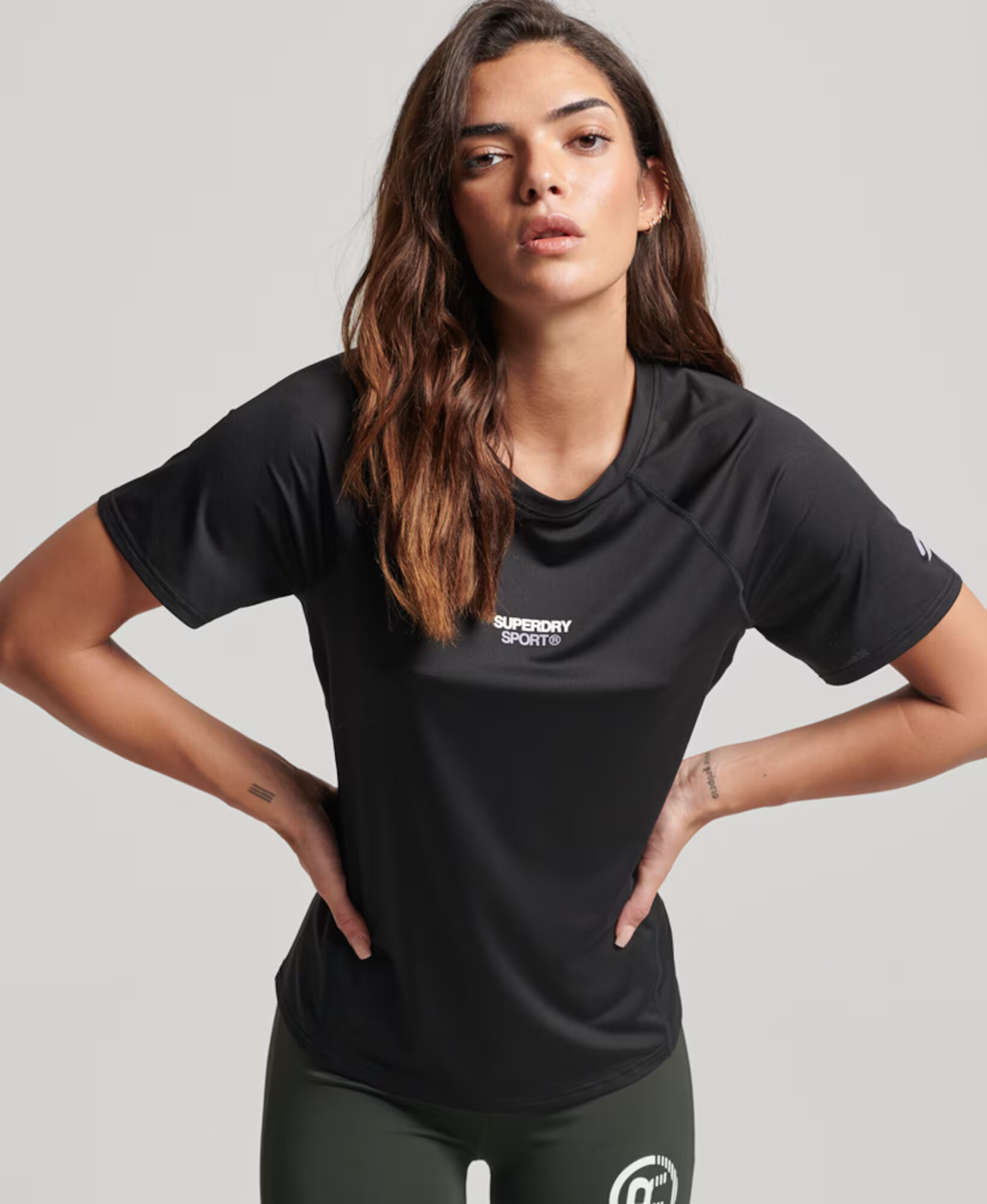 Superdry Tricou funcțional negru / alb - Pled.ro