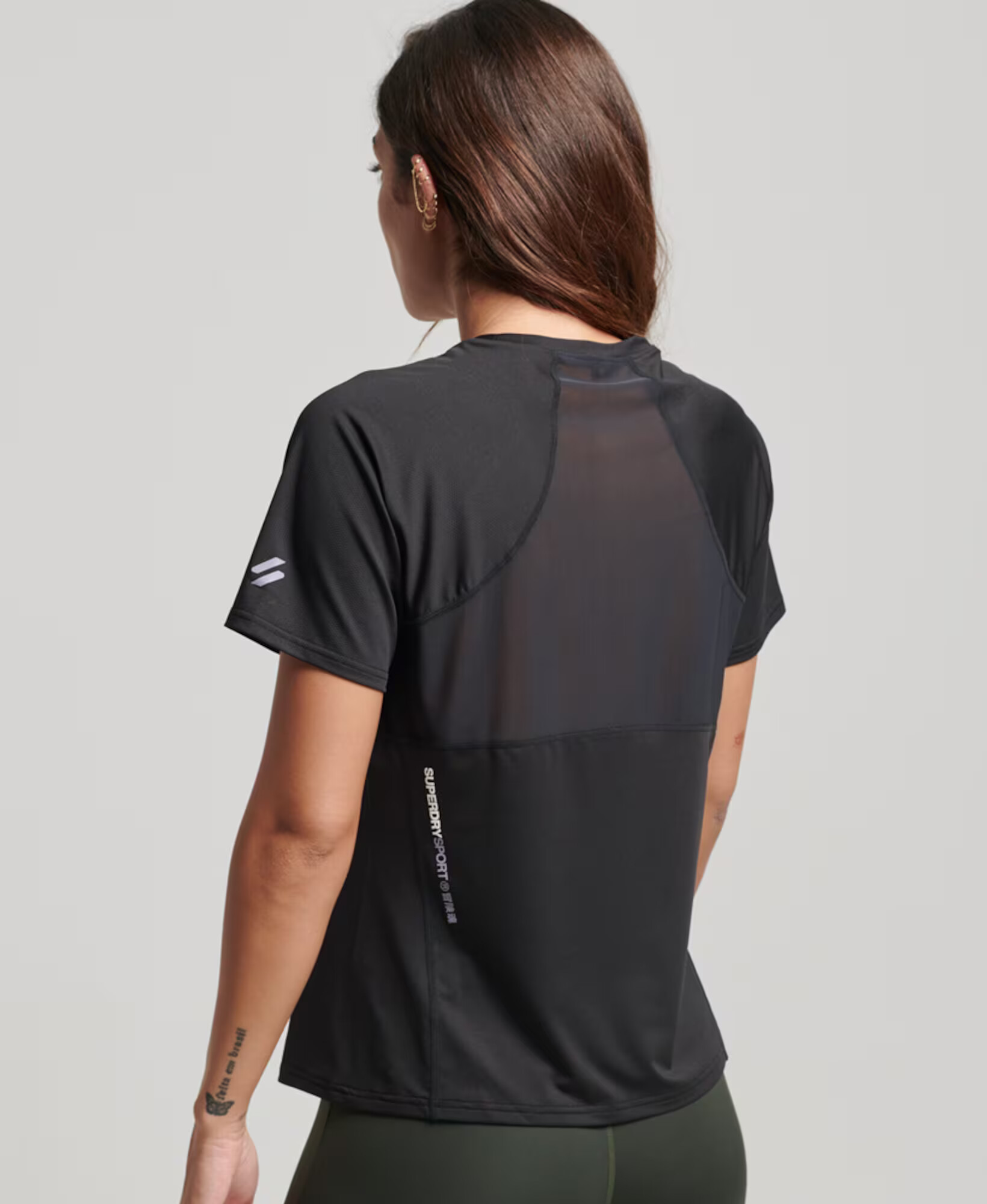 Superdry Tricou funcțional negru / alb - Pled.ro