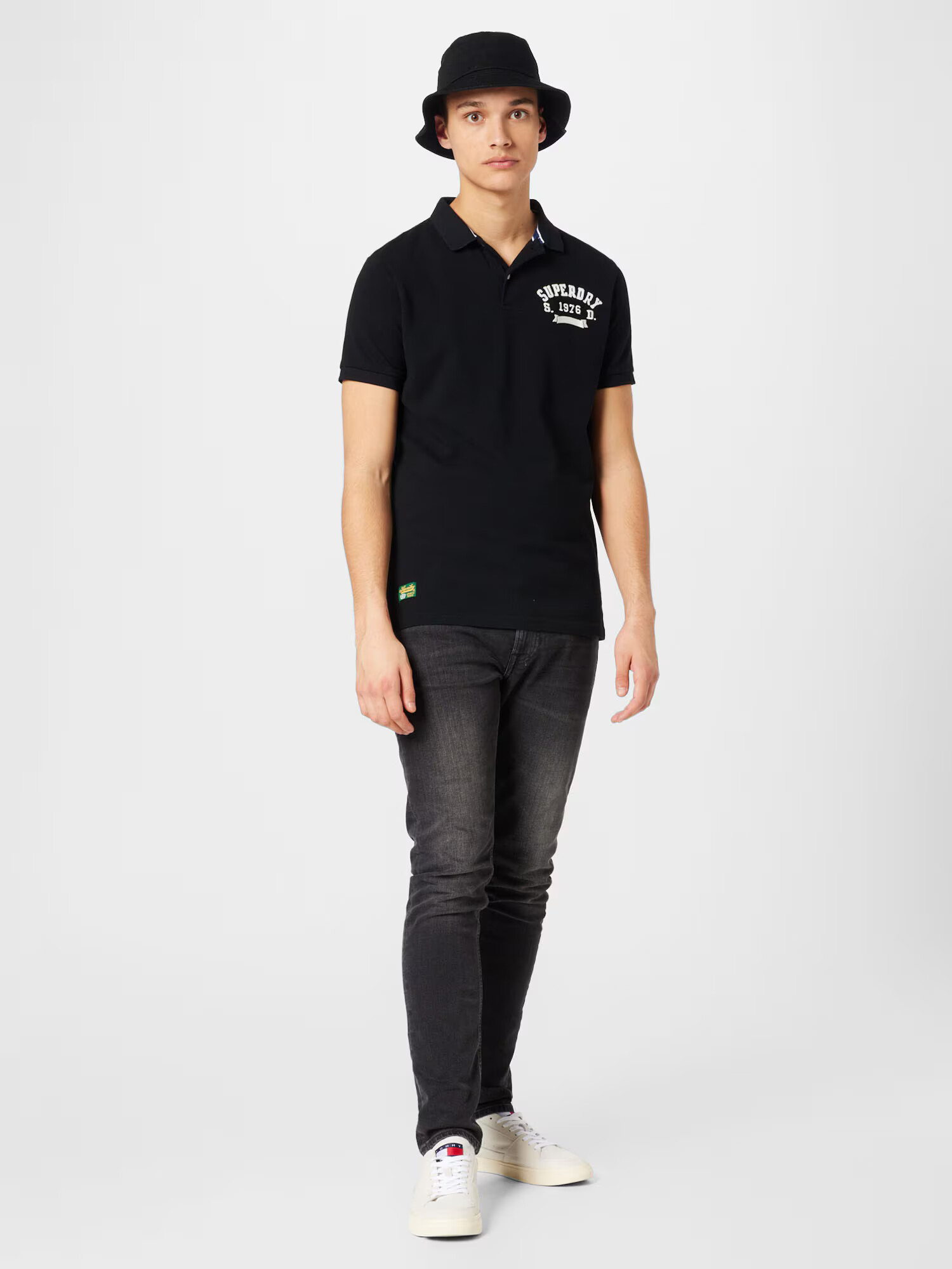 Superdry Tricou negru / alb - Pled.ro