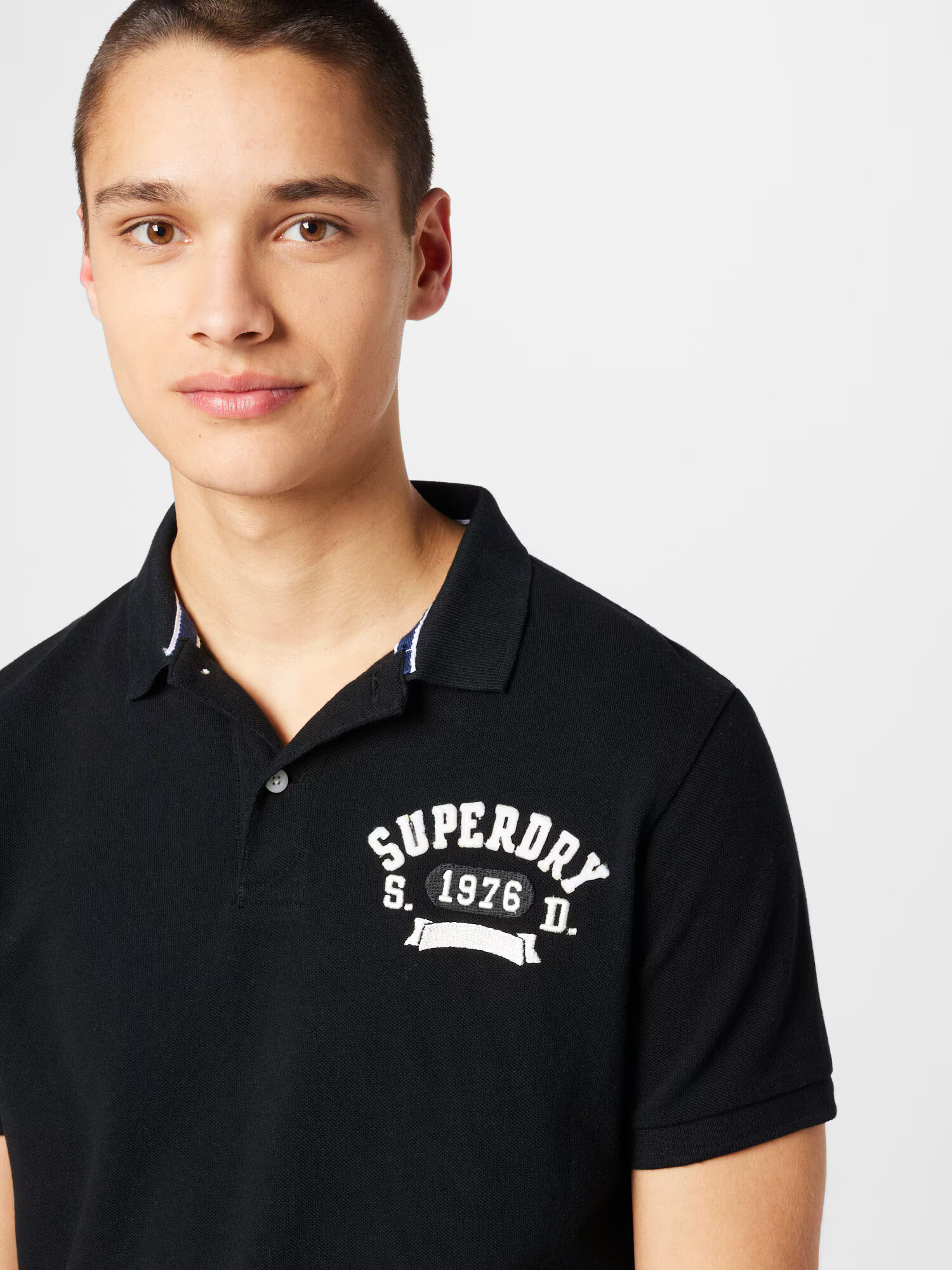 Superdry Tricou negru / alb - Pled.ro