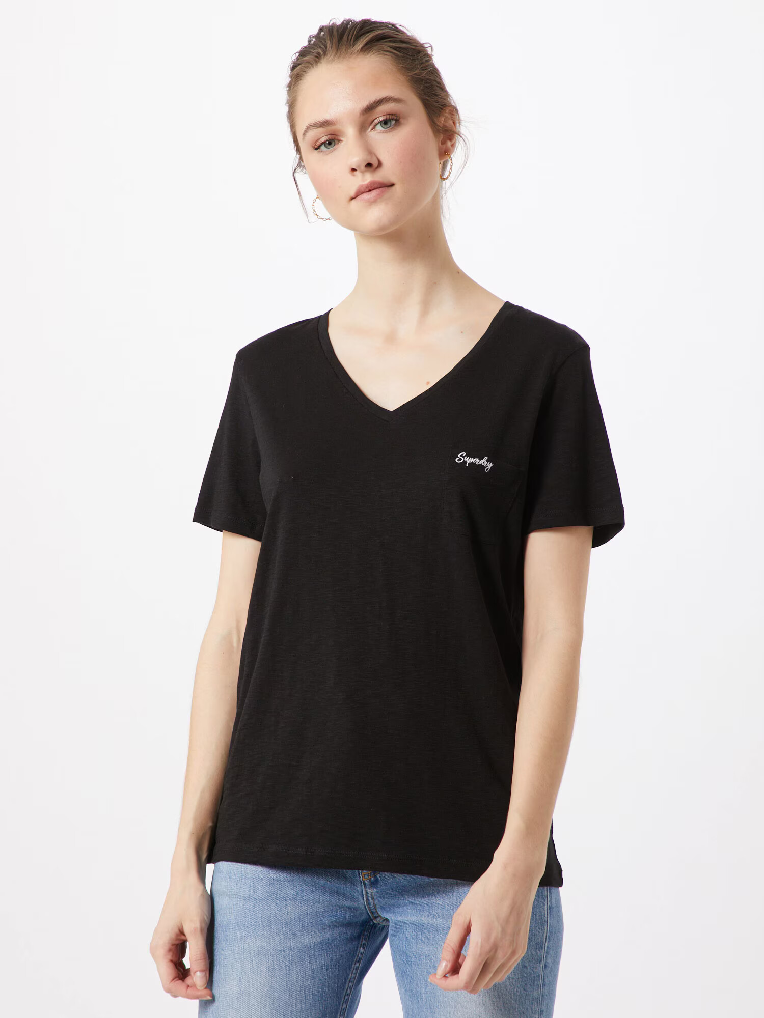 Superdry Tricou 'OL ESSENTIAL VEE TEE' negru - Pled.ro