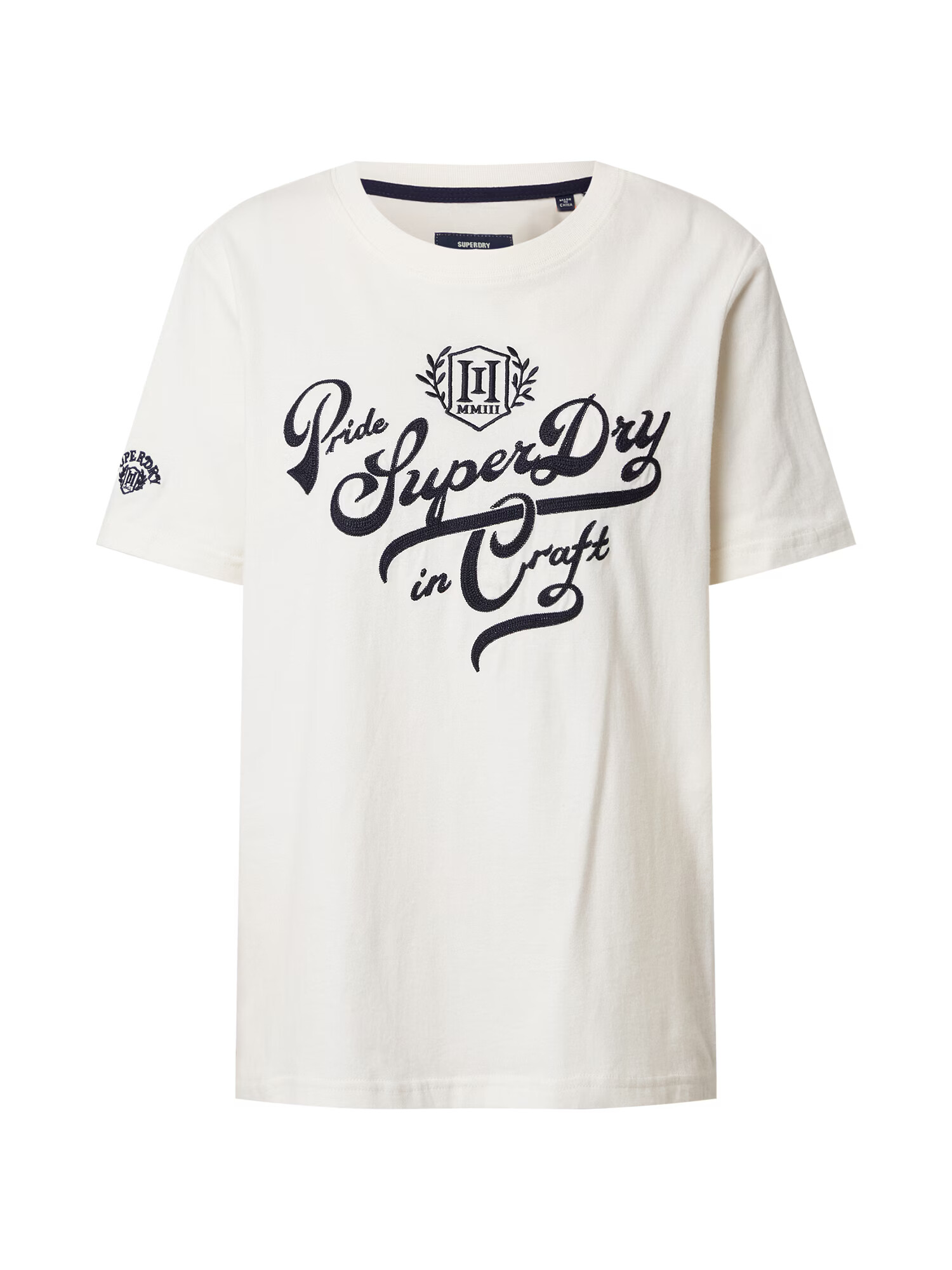 Superdry Tricou 'Pride In Craft' crem / albastru noapte - Pled.ro