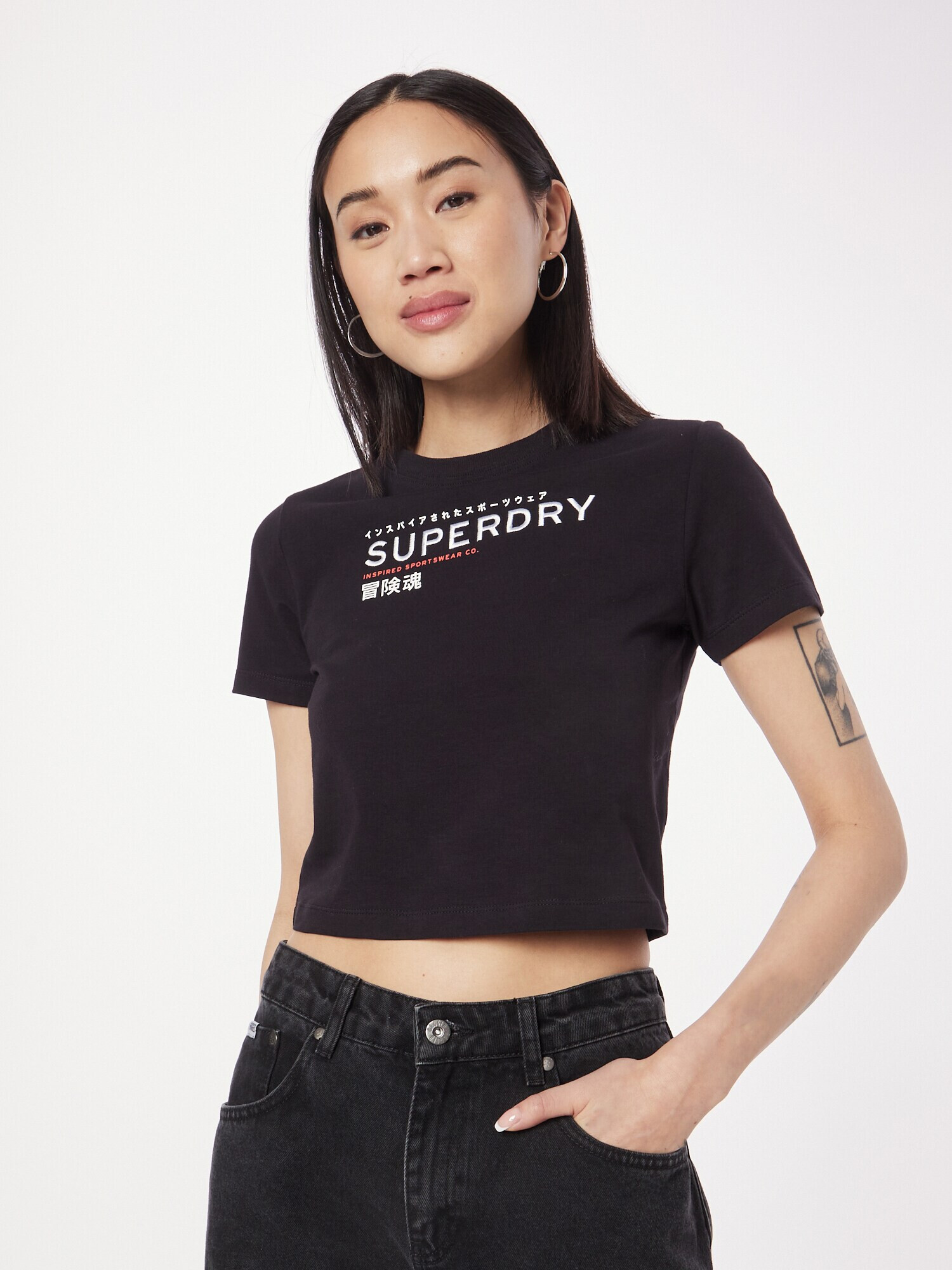 Superdry Tricou corai / negru / alb - Pled.ro