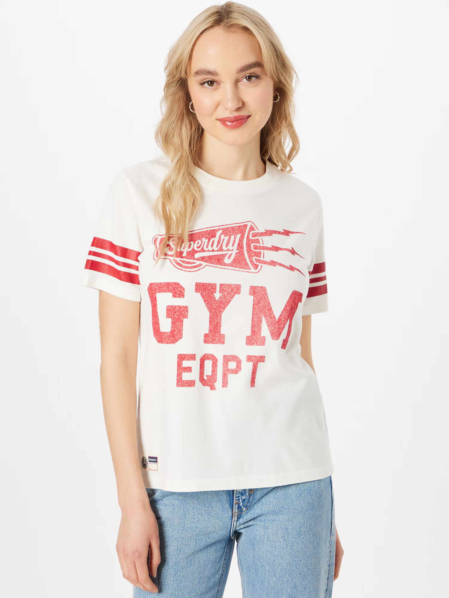 Superdry Tricou roșu vin / alb murdar - Pled.ro