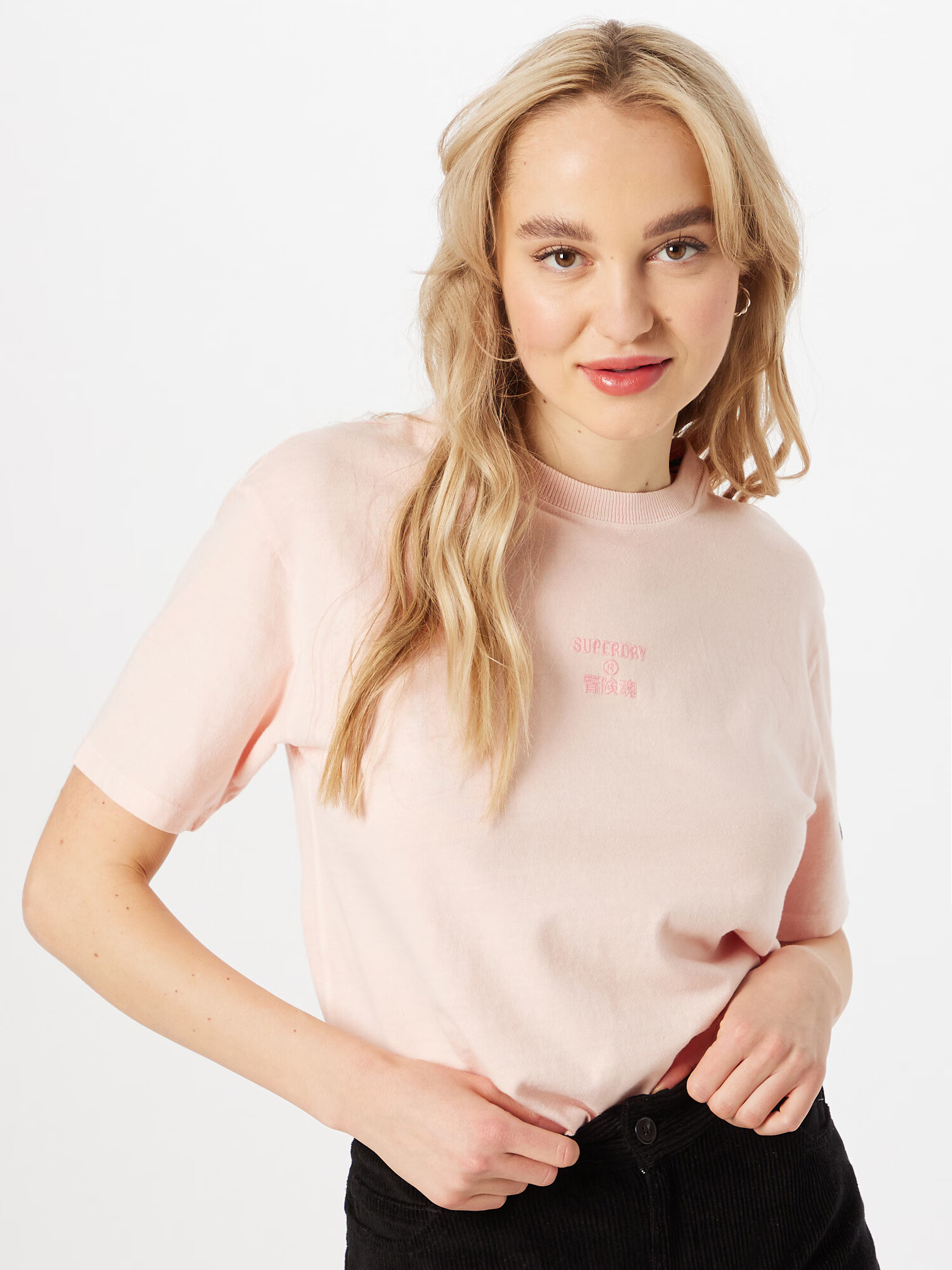 Superdry Tricou rosé / roz pastel / negru - Pled.ro