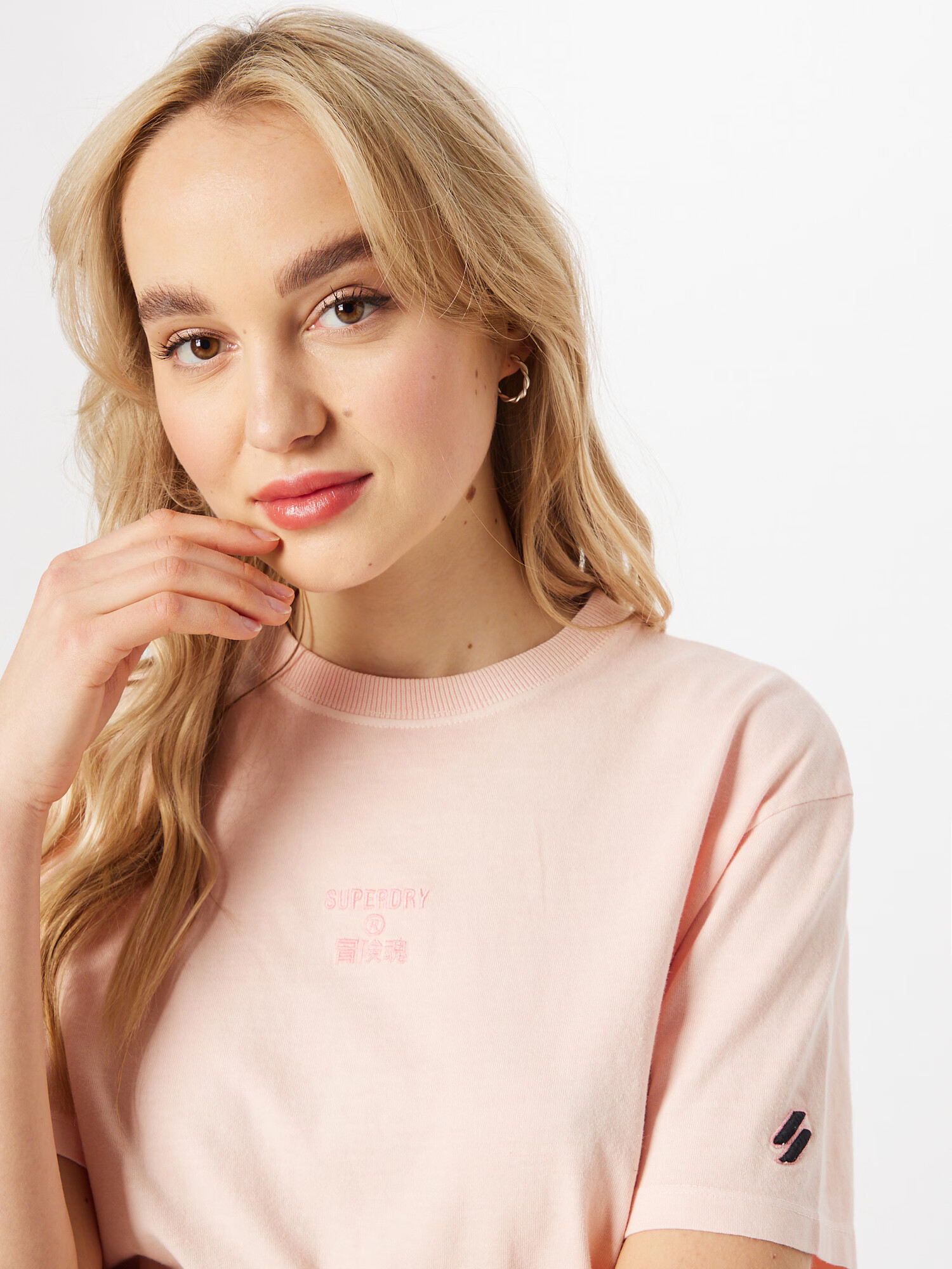 Superdry Tricou rosé / roz pastel / negru - Pled.ro