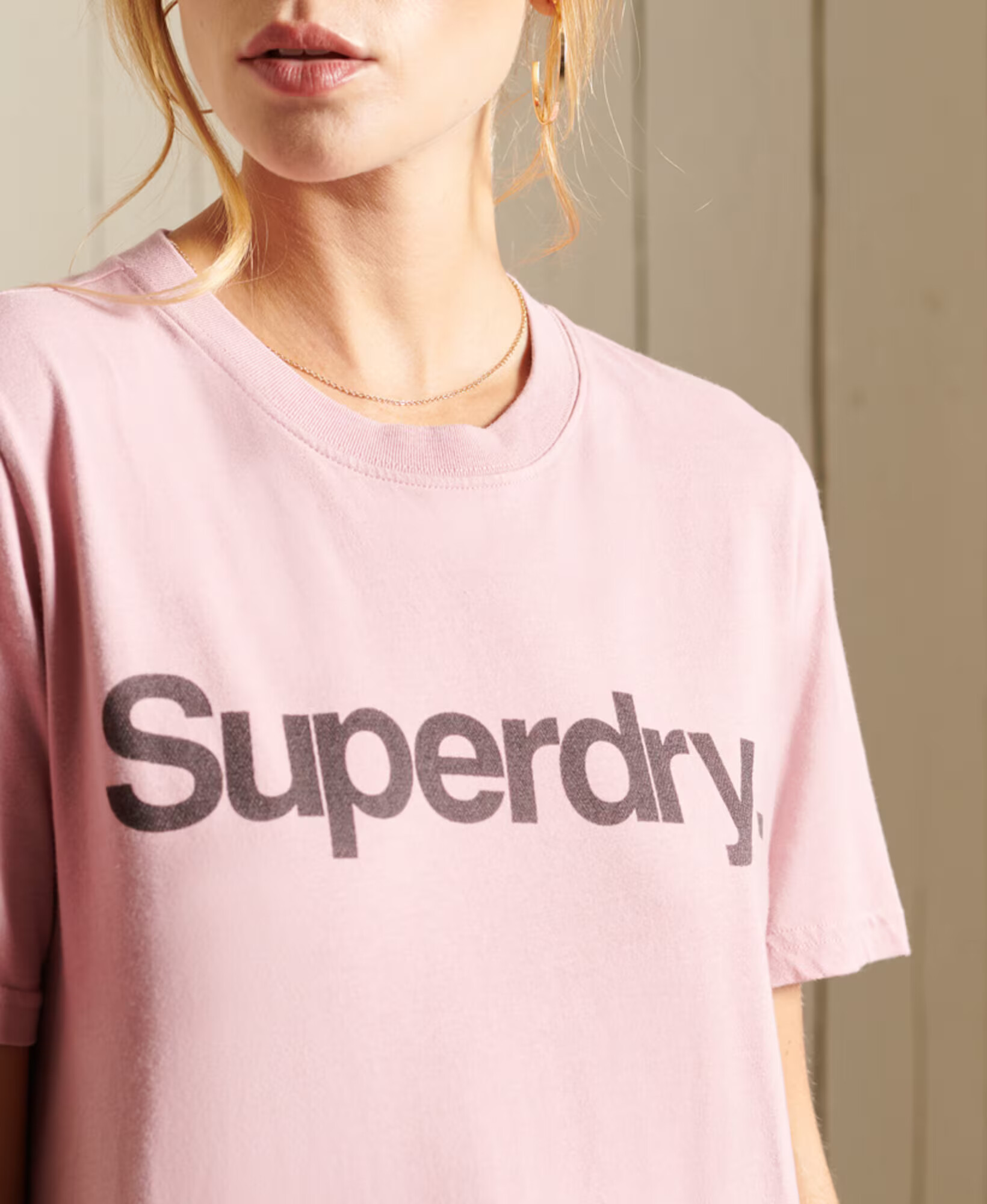 Superdry Tricou roz / negru - Pled.ro