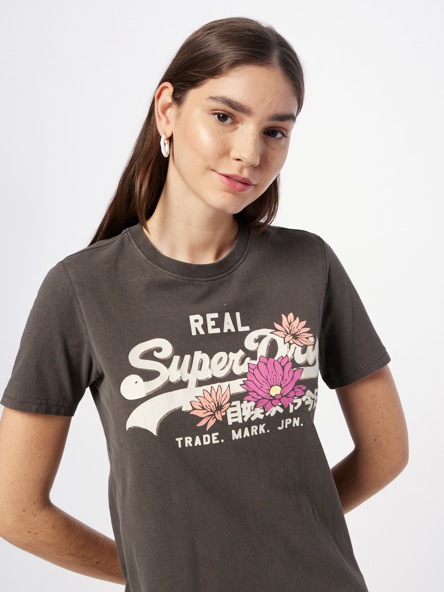 Superdry Tricou mov orhidee / roz deschis / negru / alb - Pled.ro