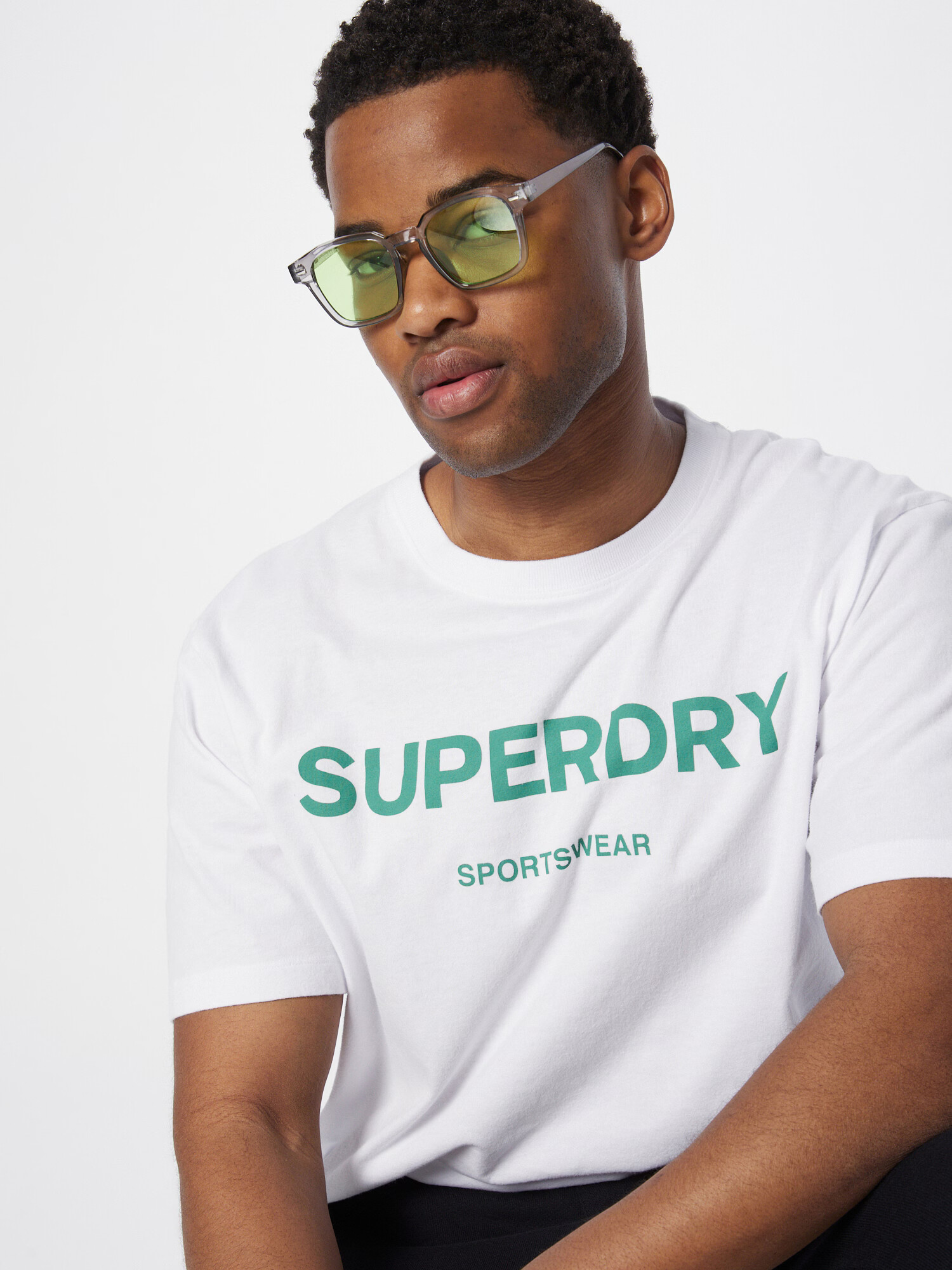 Superdry Tricou verde jad / alb - Pled.ro