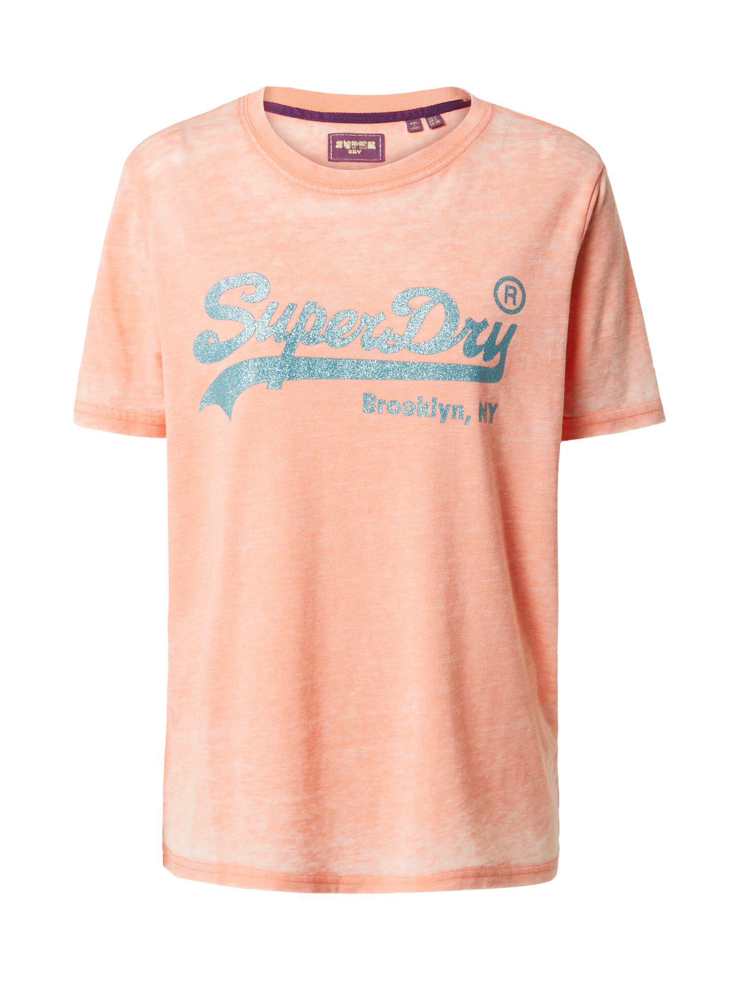 Superdry Tricou verde petrol / corai - Pled.ro