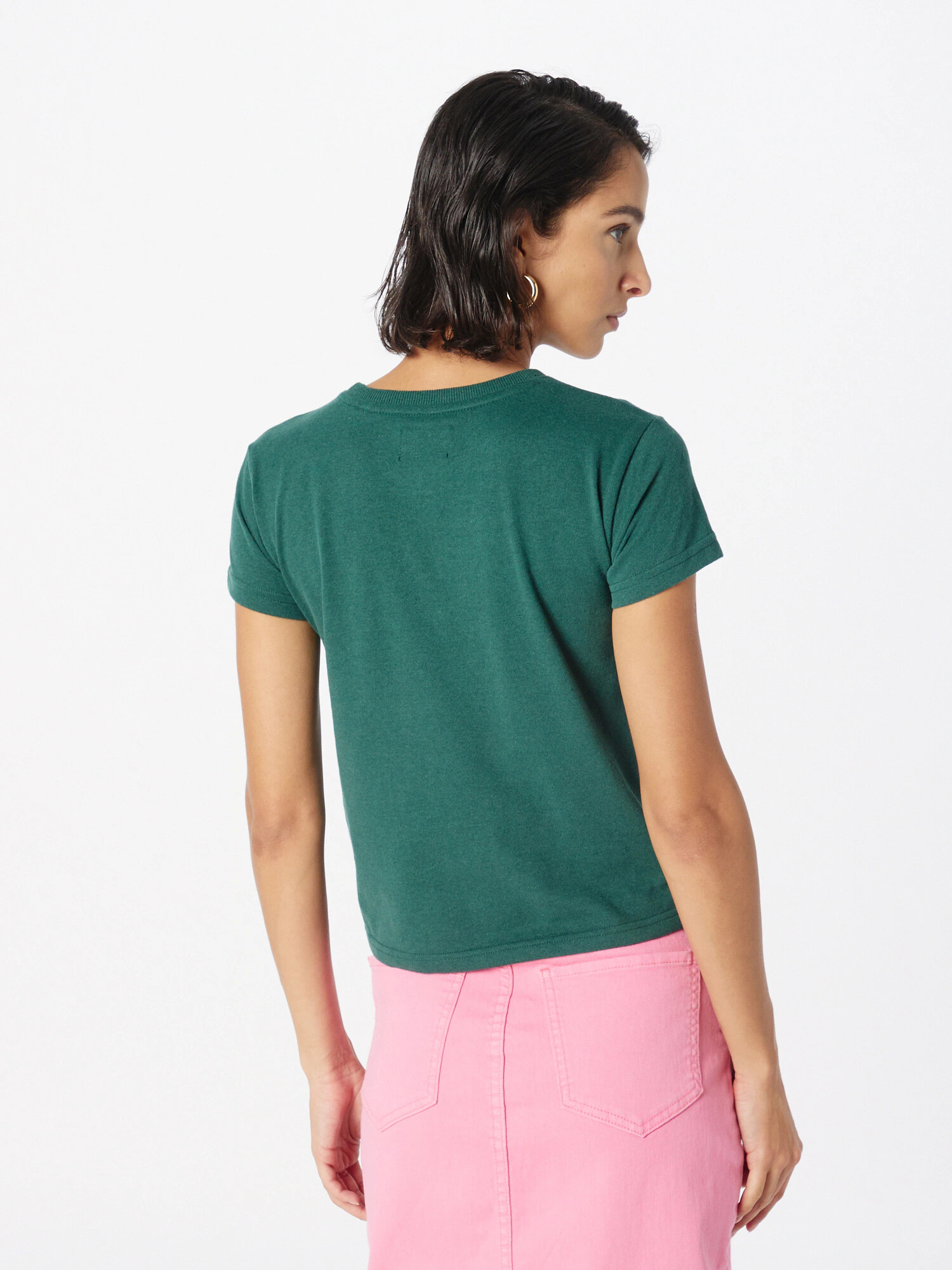 Superdry Tricou verde smarald / roz deschis - Pled.ro