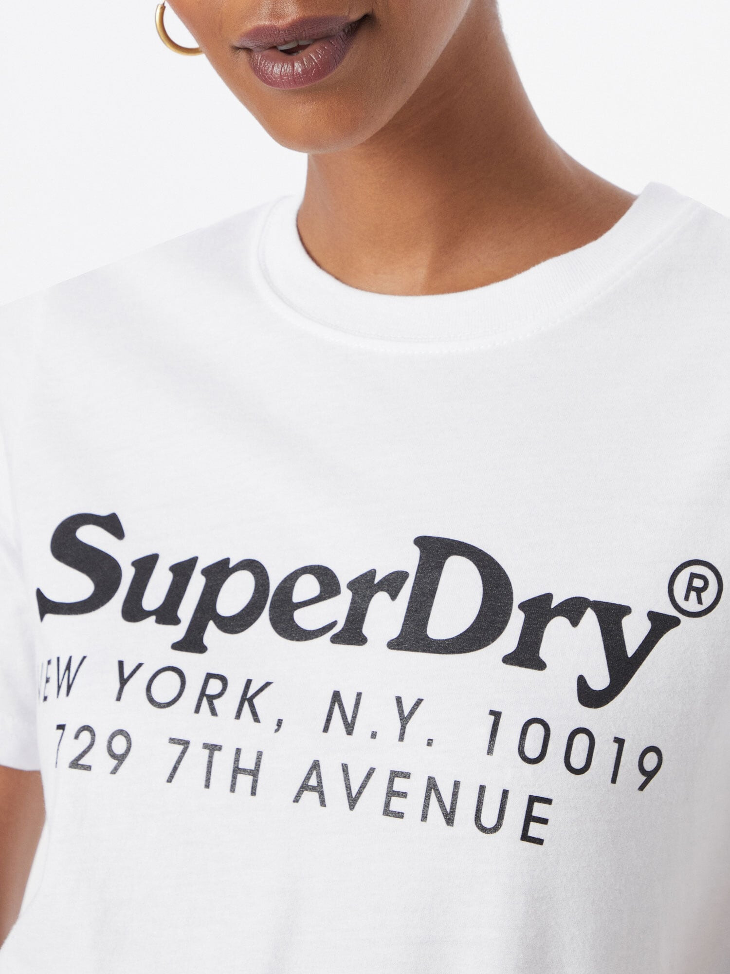 Superdry Tricou 'VINTAGE VENUE INTEREST' negru / alb - Pled.ro