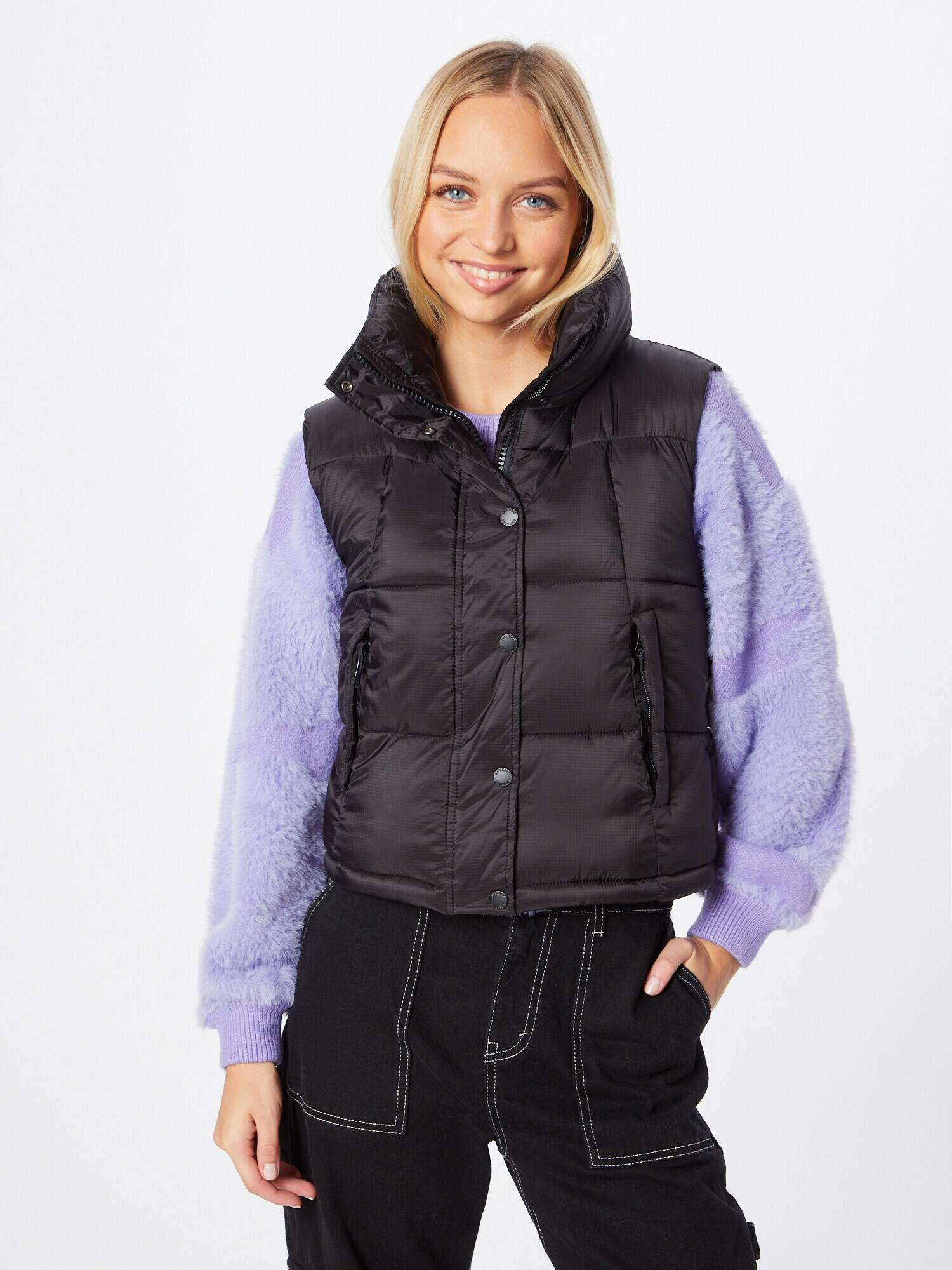 Superdry Vestă 'Mountain' negru / alb - Pled.ro