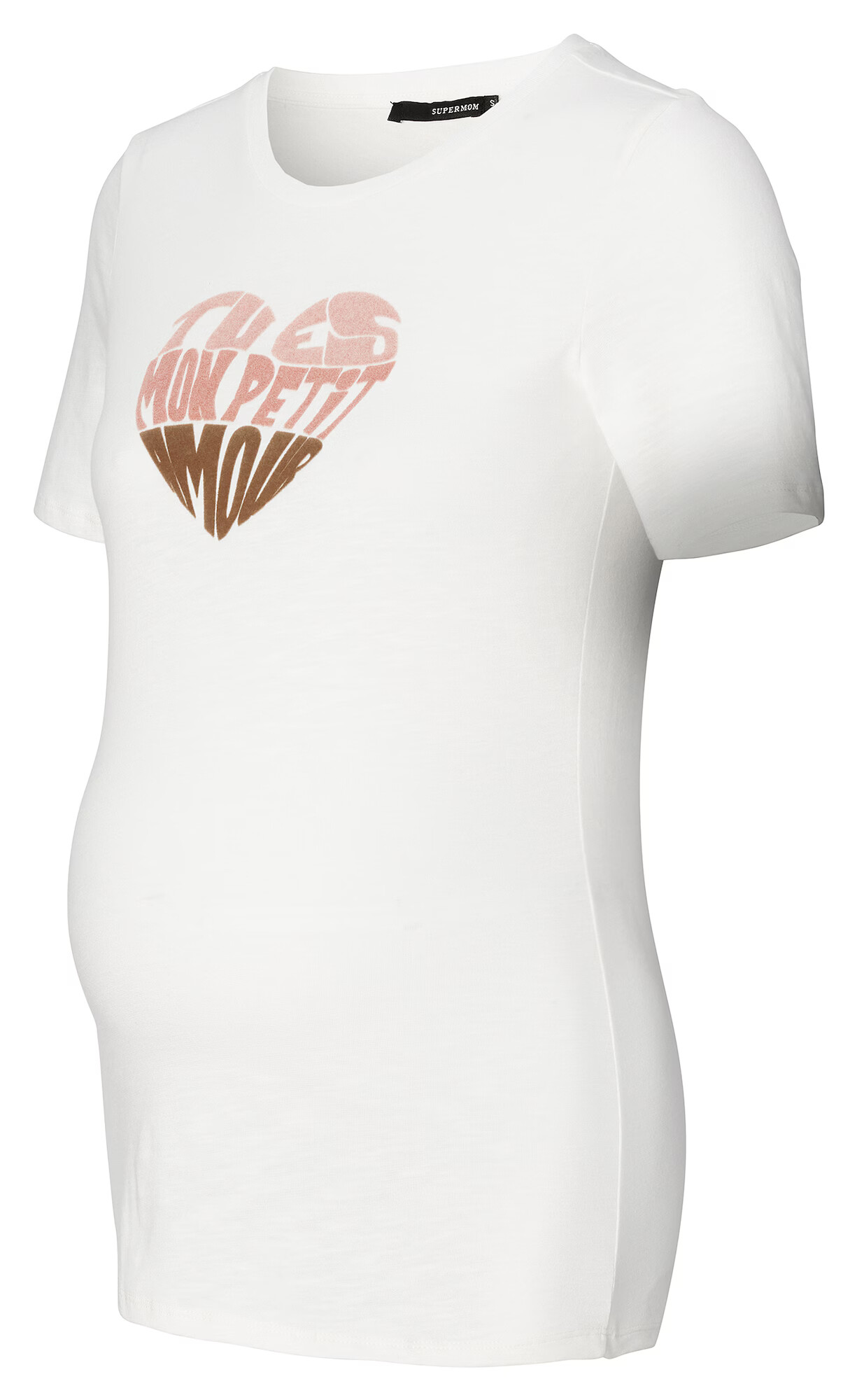 Supermom Tricou 'Heart' maro / roz / alb - Pled.ro