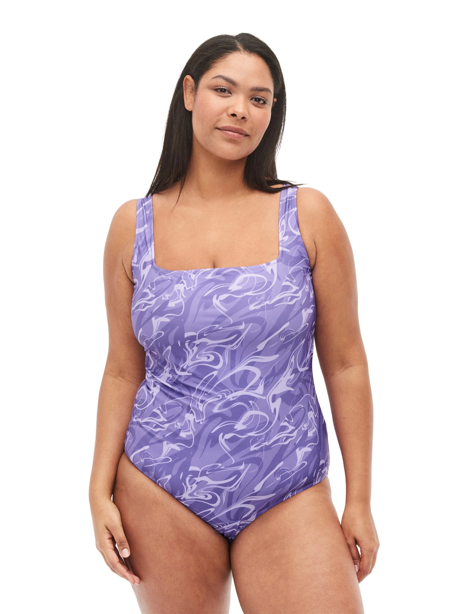 Swim by Zizzi Costum de baie întreg 'SMIA' lila / alb - Pled.ro