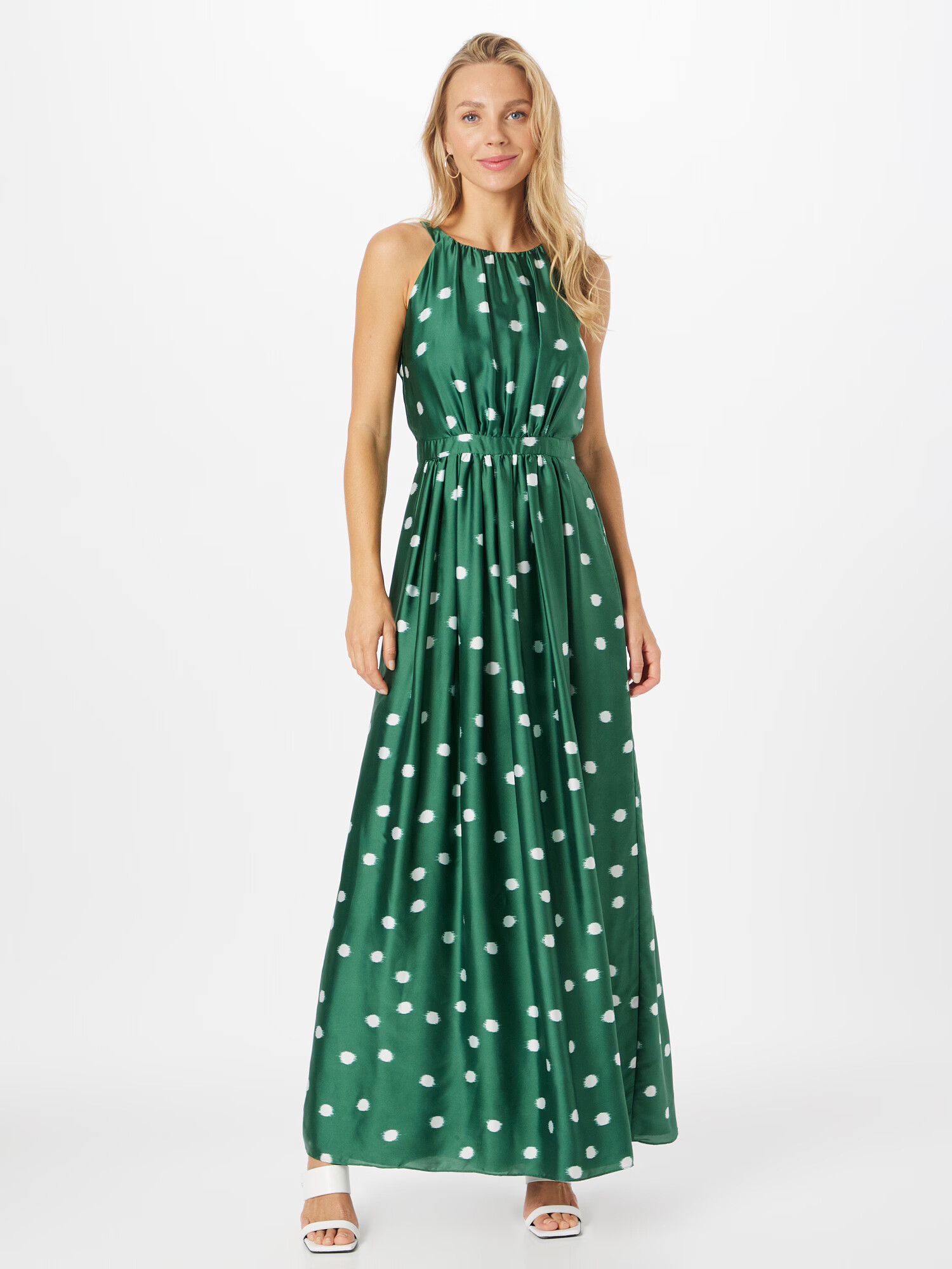 SWING Rochie verde smarald / alb - Pled.ro