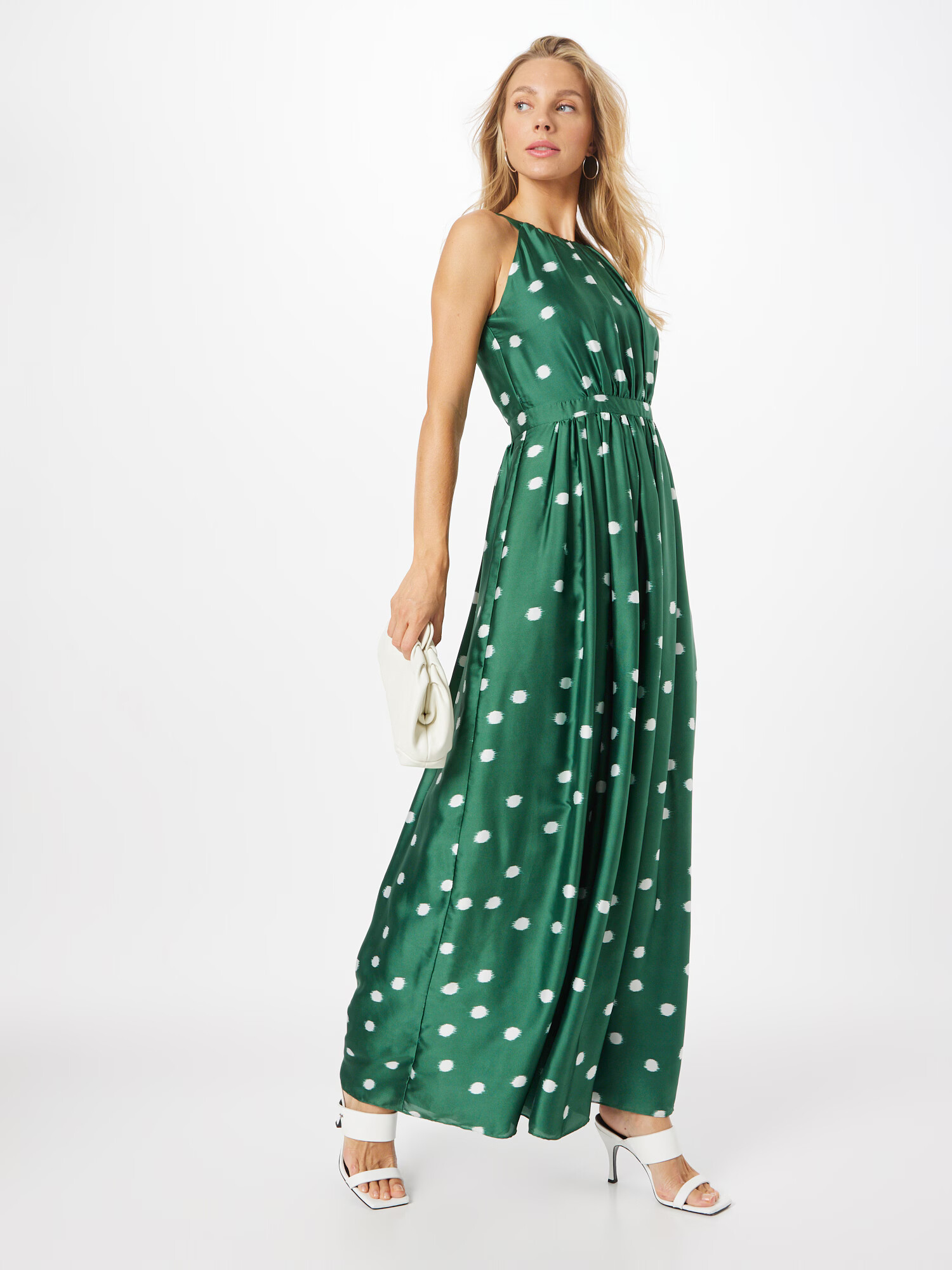 SWING Rochie verde smarald / alb - Pled.ro