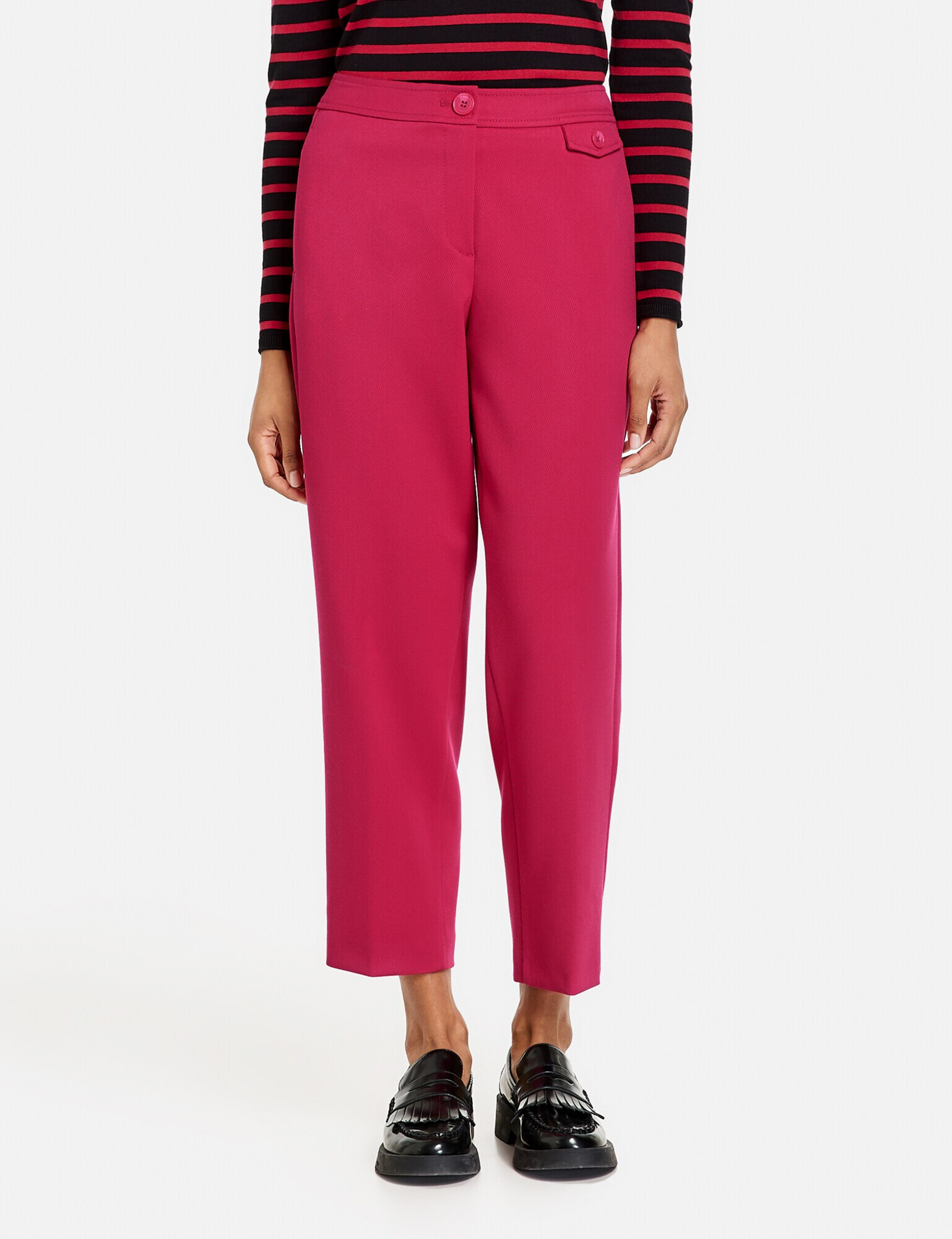 TAIFUN Pantaloni cu dungă fucsia - Pled.ro