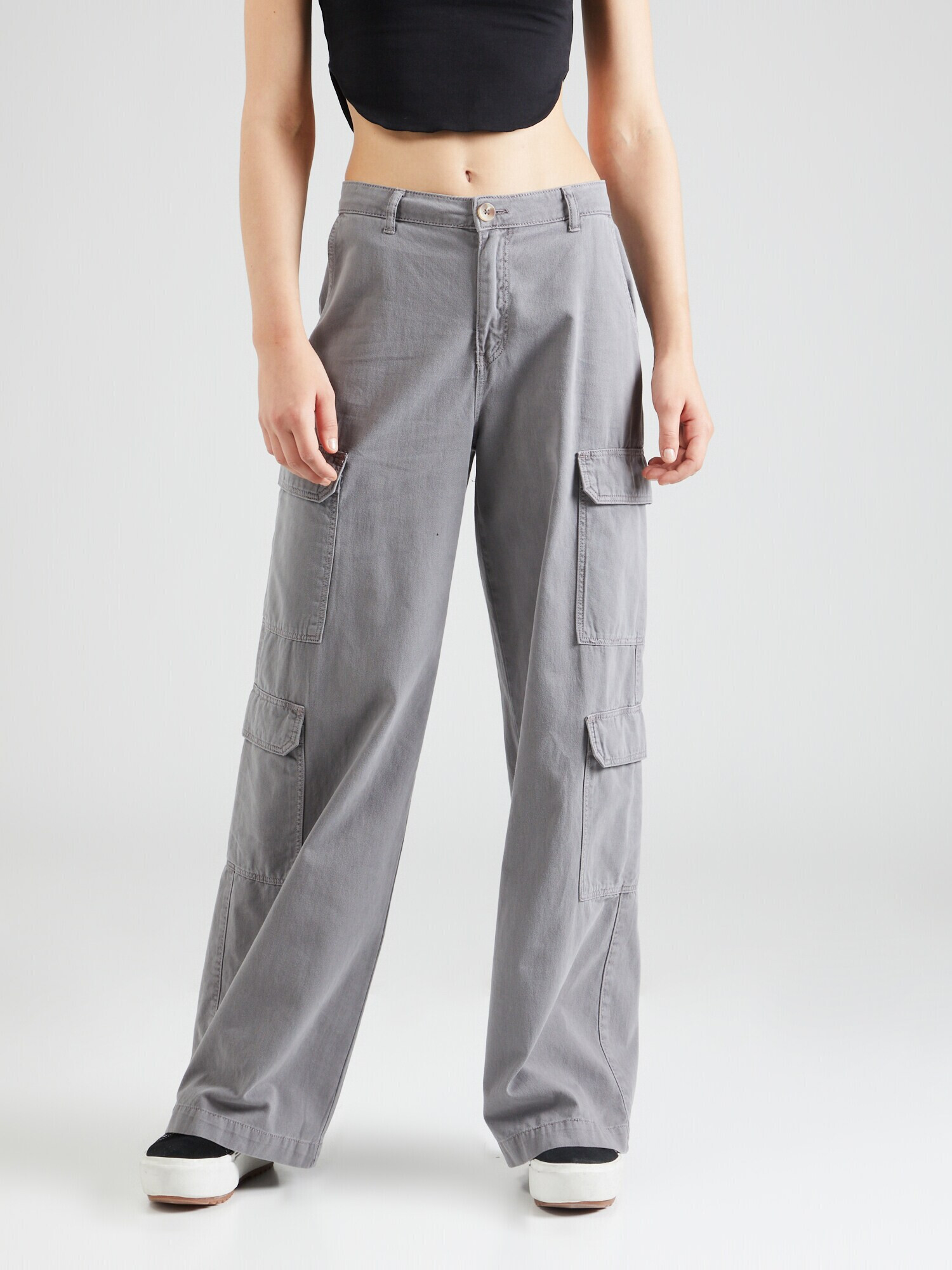 Tally Weijl Pantaloni cu buzunare gri deschis - Pled.ro