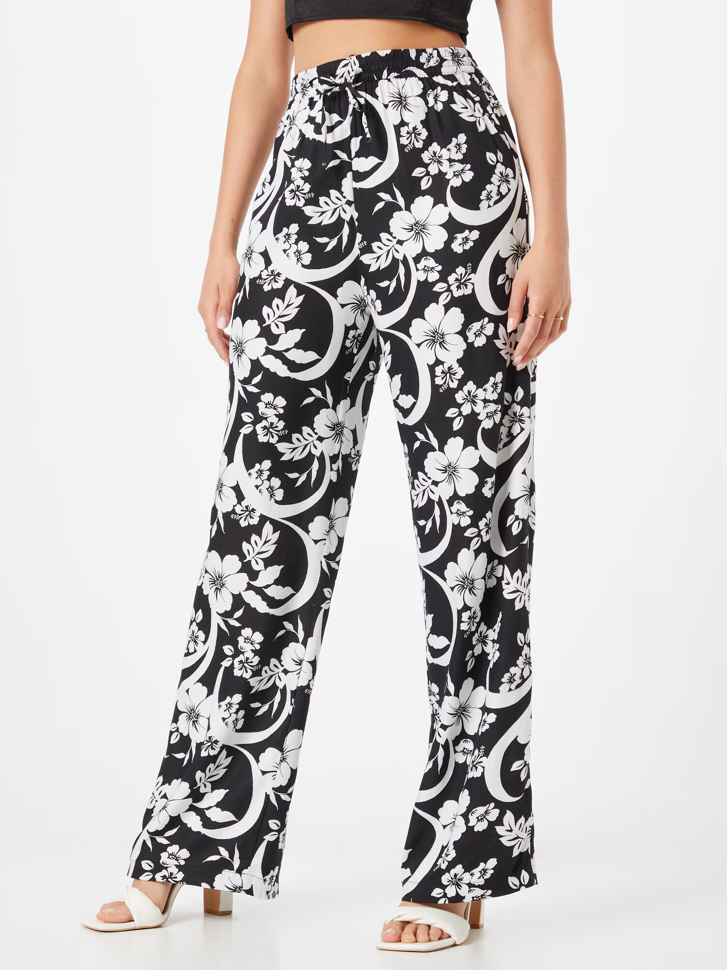 Tally Weijl Pantaloni 'Smiley' negru / alb - Pled.ro