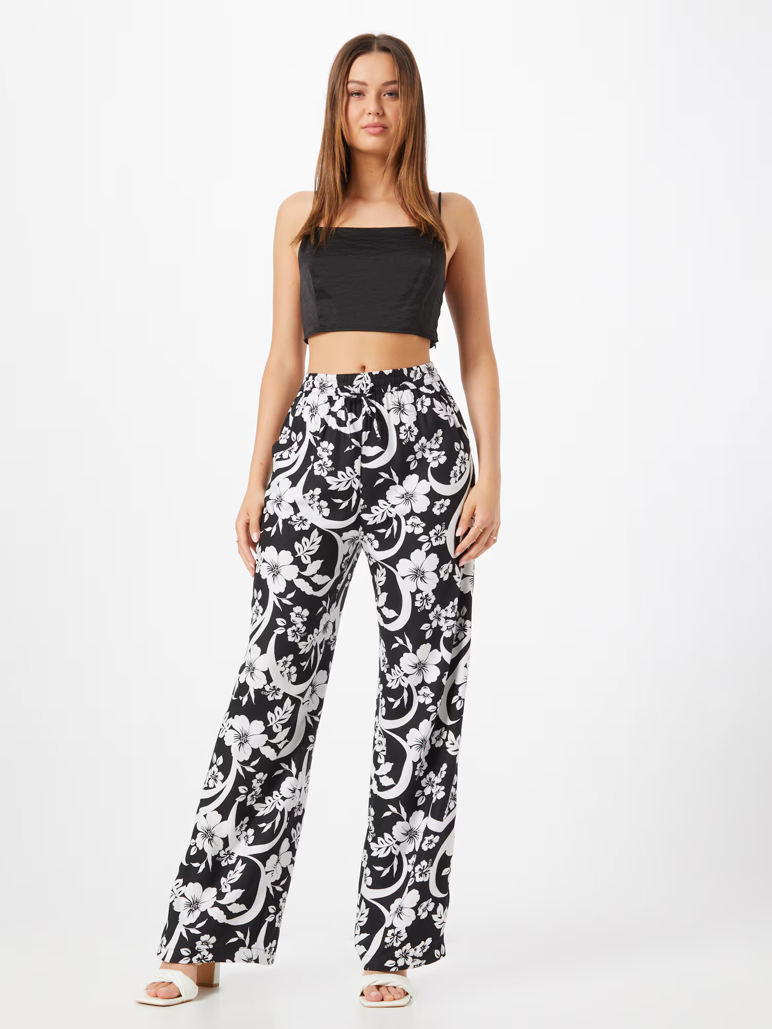 Tally Weijl Pantaloni 'Smiley' negru / alb - Pled.ro