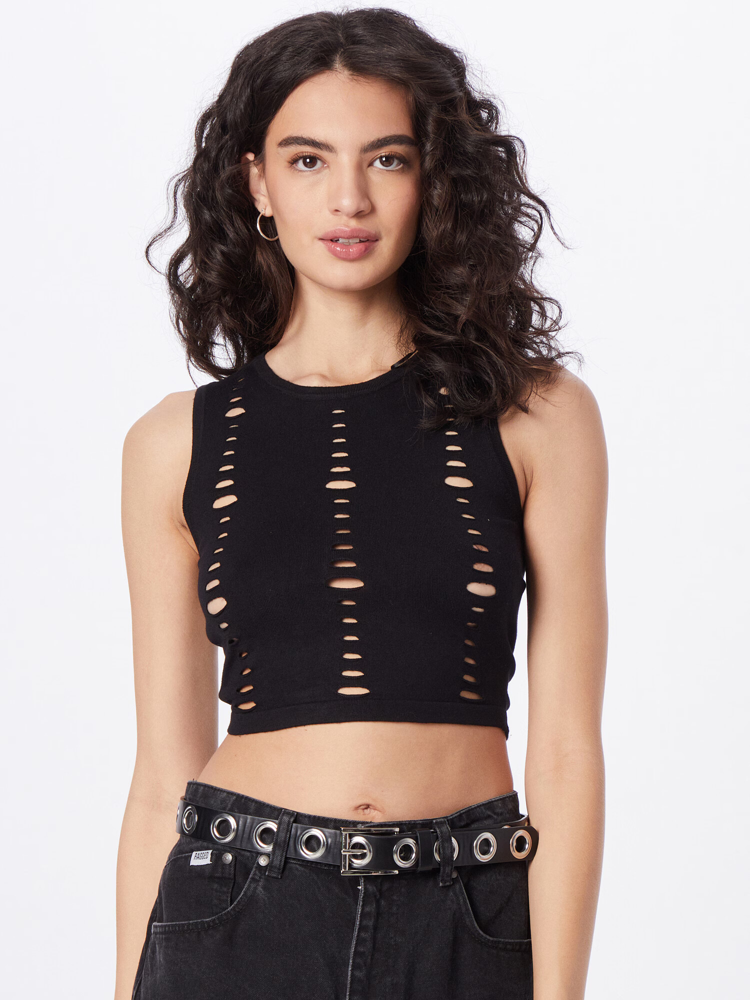 Tally Weijl Top brodat negru - Pled.ro