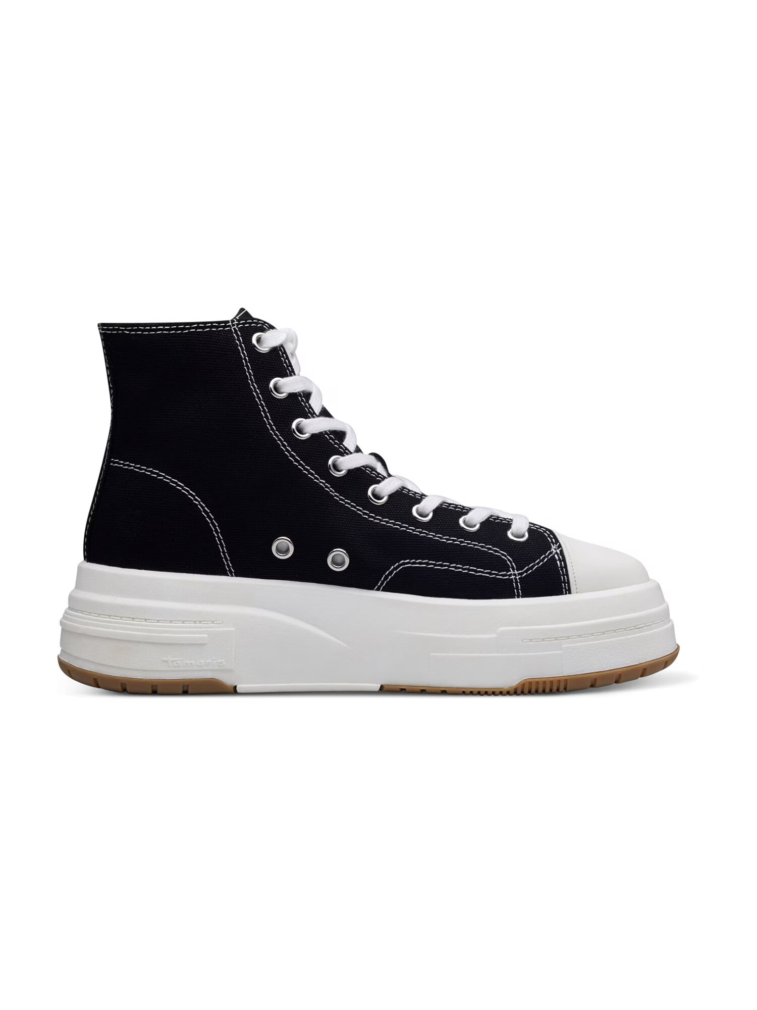 TAMARIS Sneaker înalt negru / alb - Pled.ro