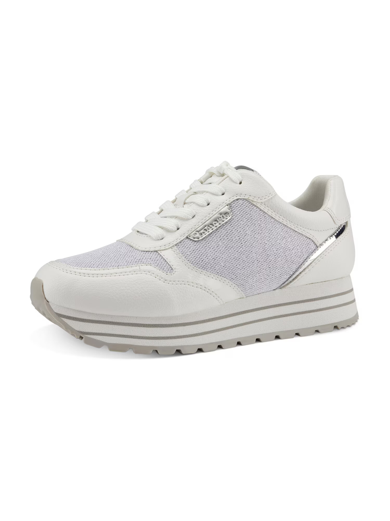 TAMARIS Sneaker low gri argintiu / alb natural - Pled.ro